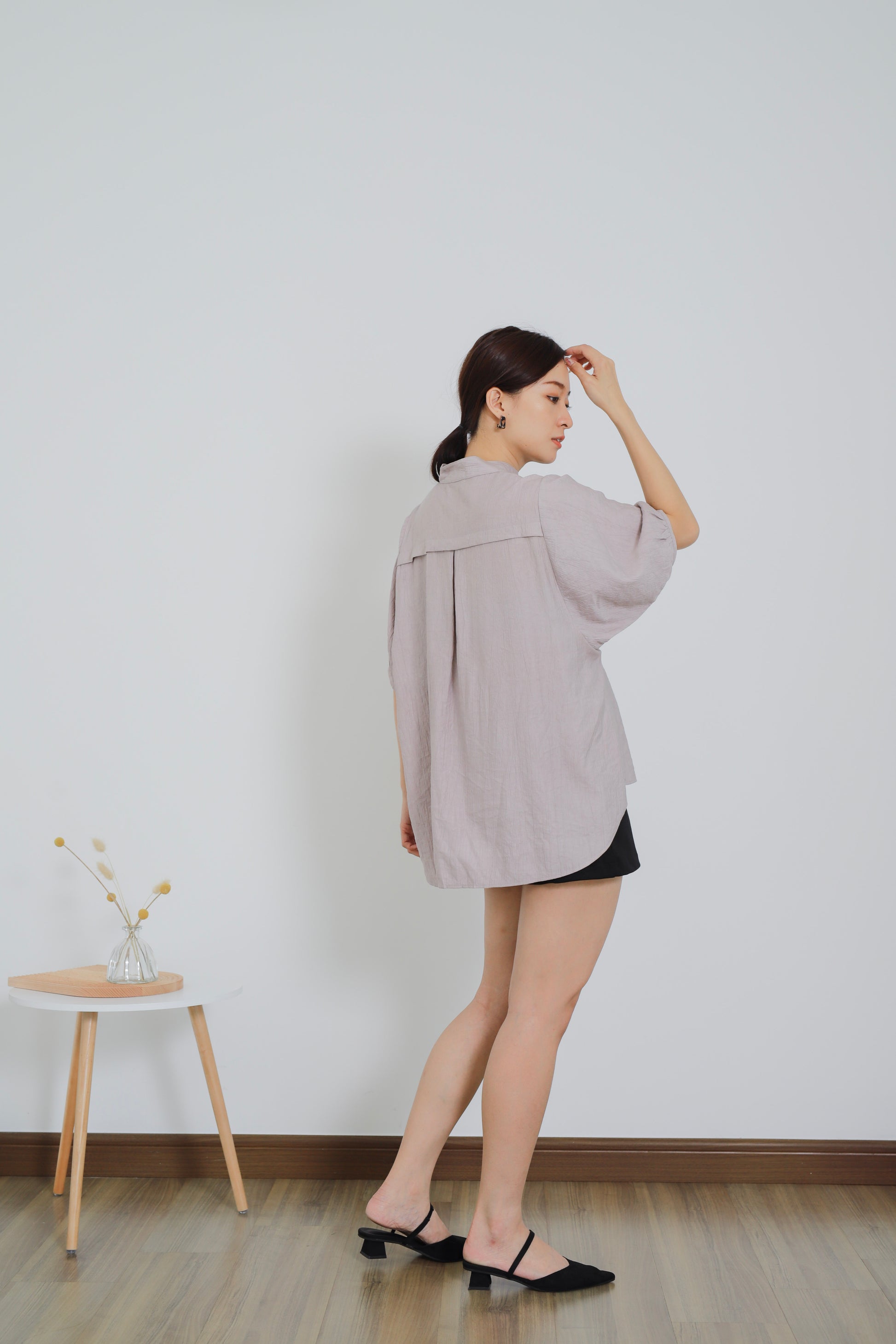 Romi Oversize Side Slit Flared Top - Rose Grey
