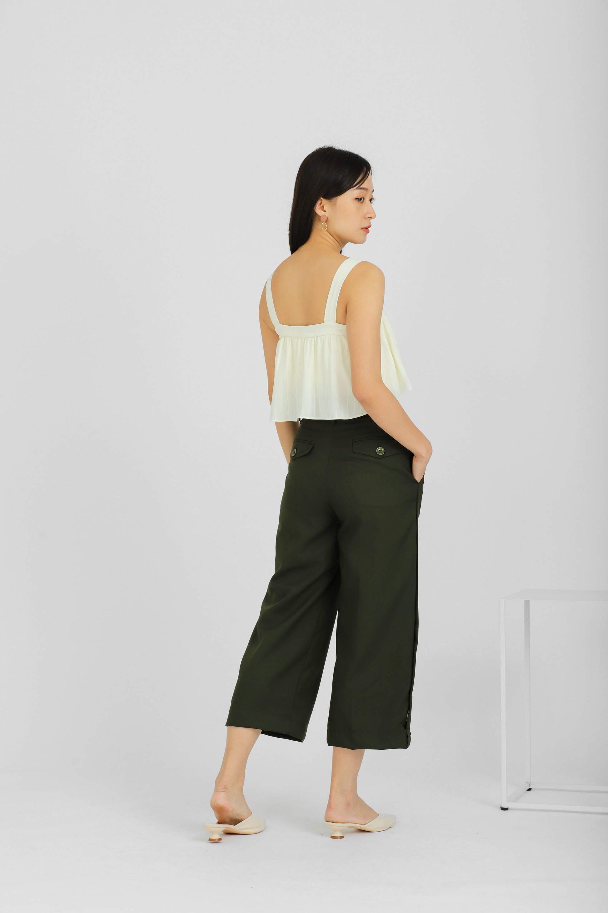 Ronda Buttoned Pant - Army Green