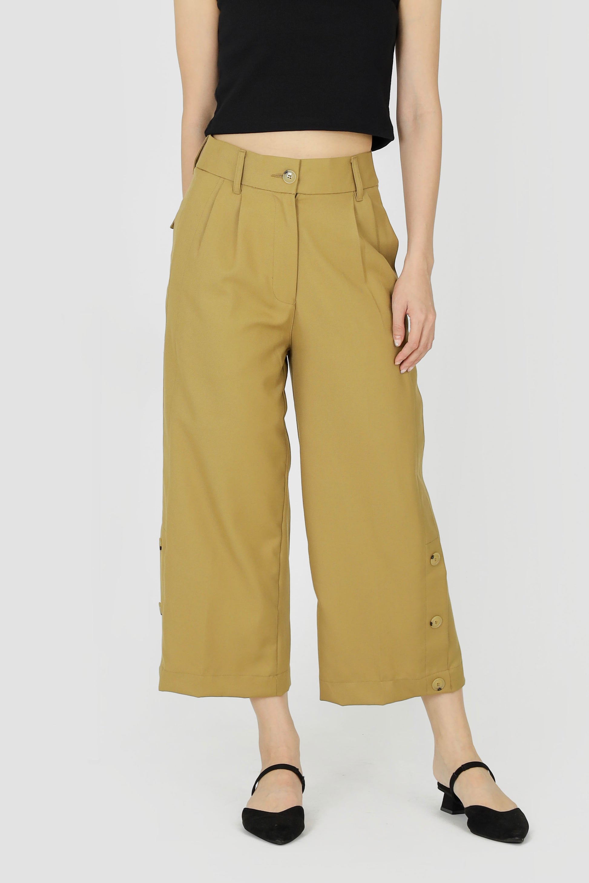 Ronda Buttoned Pant - Sand