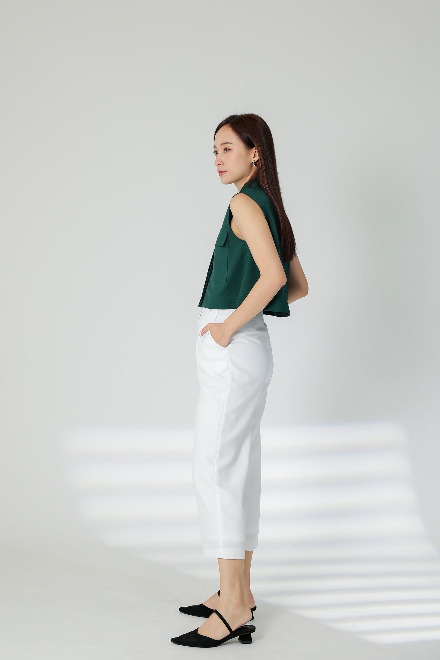 Sarin Flap Pocket Cropped Shirt - Green