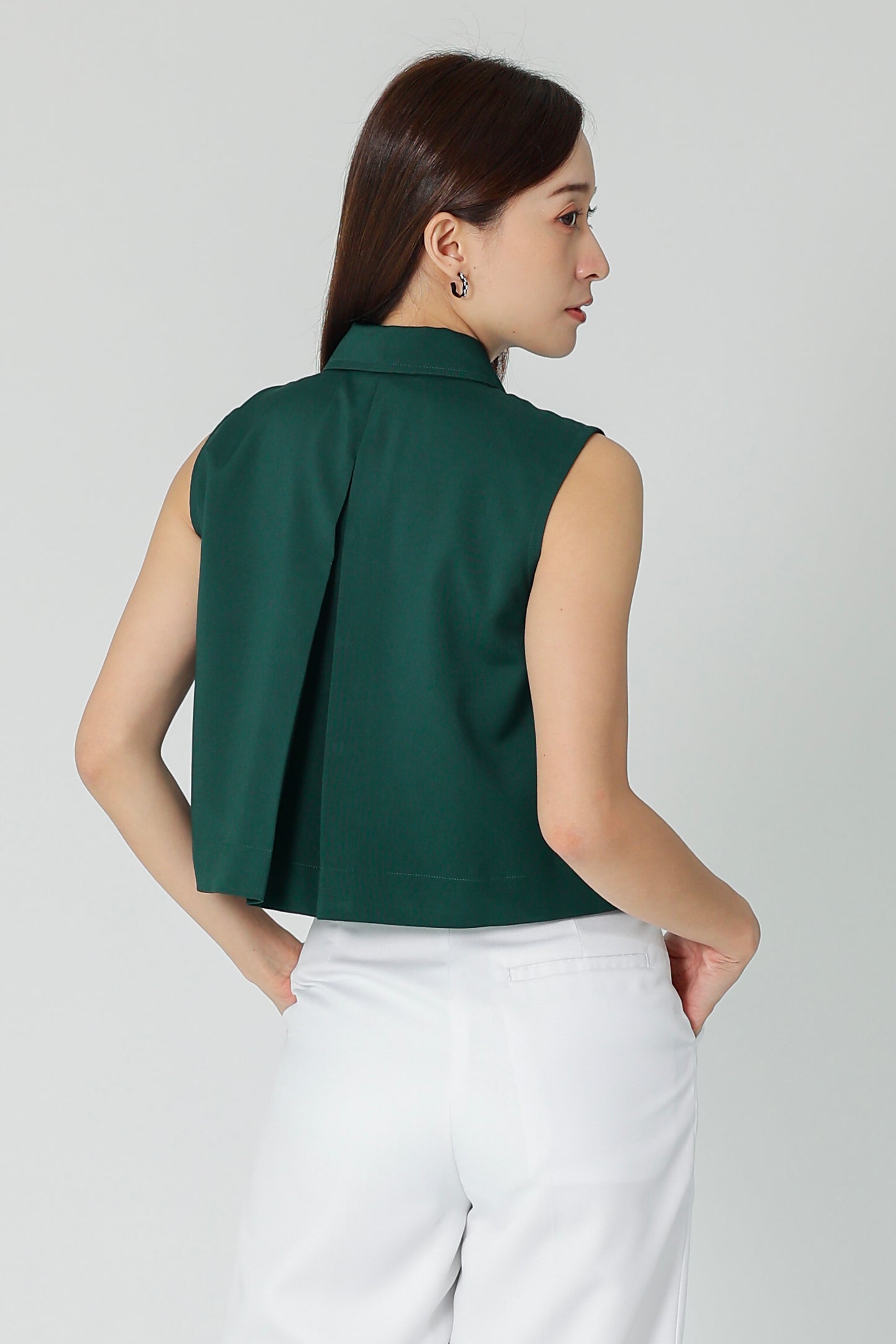 Sarin Flap Pocket Cropped Shirt - Green