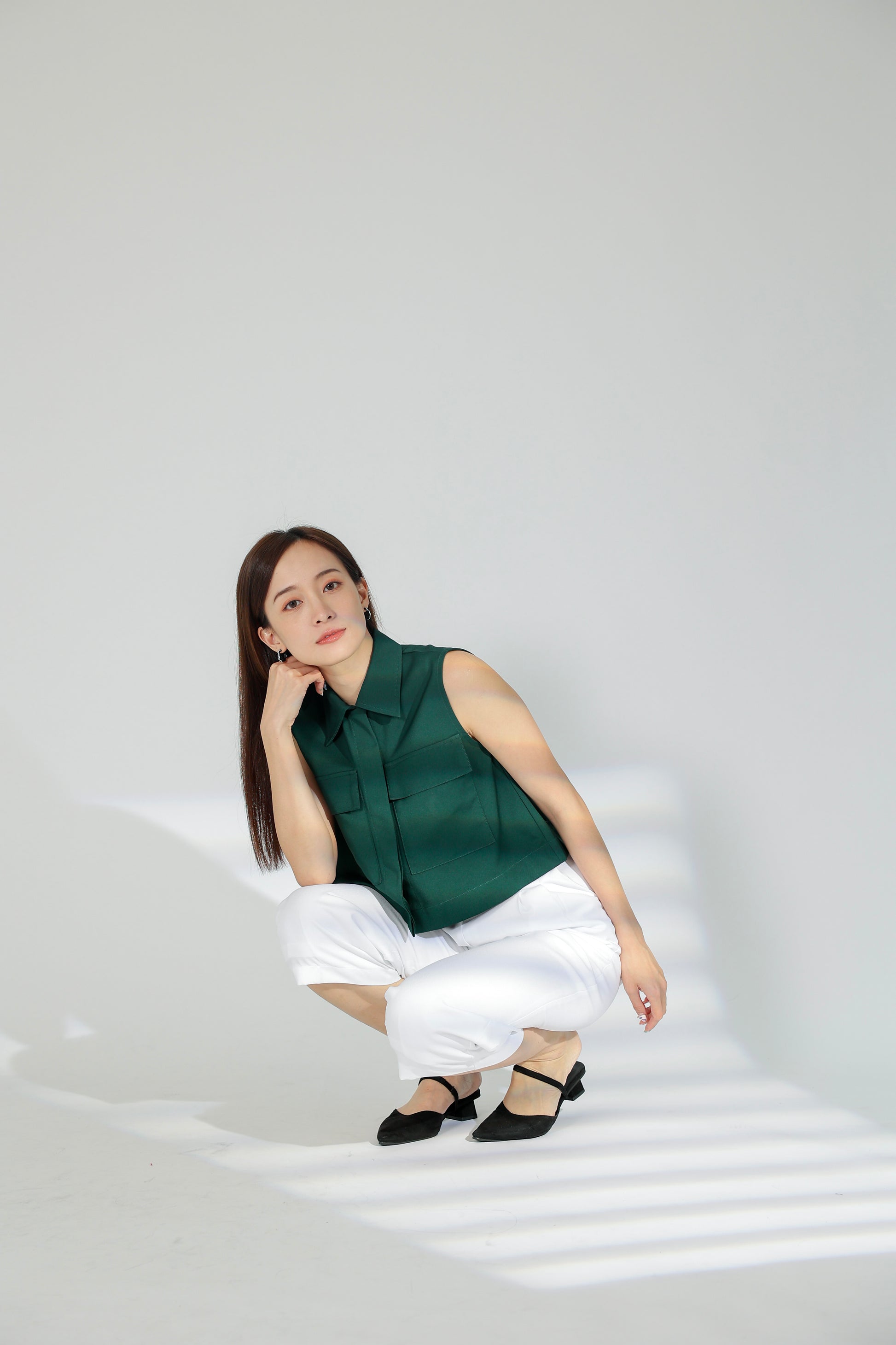 Sarin Flap Pocket Cropped Shirt - Green