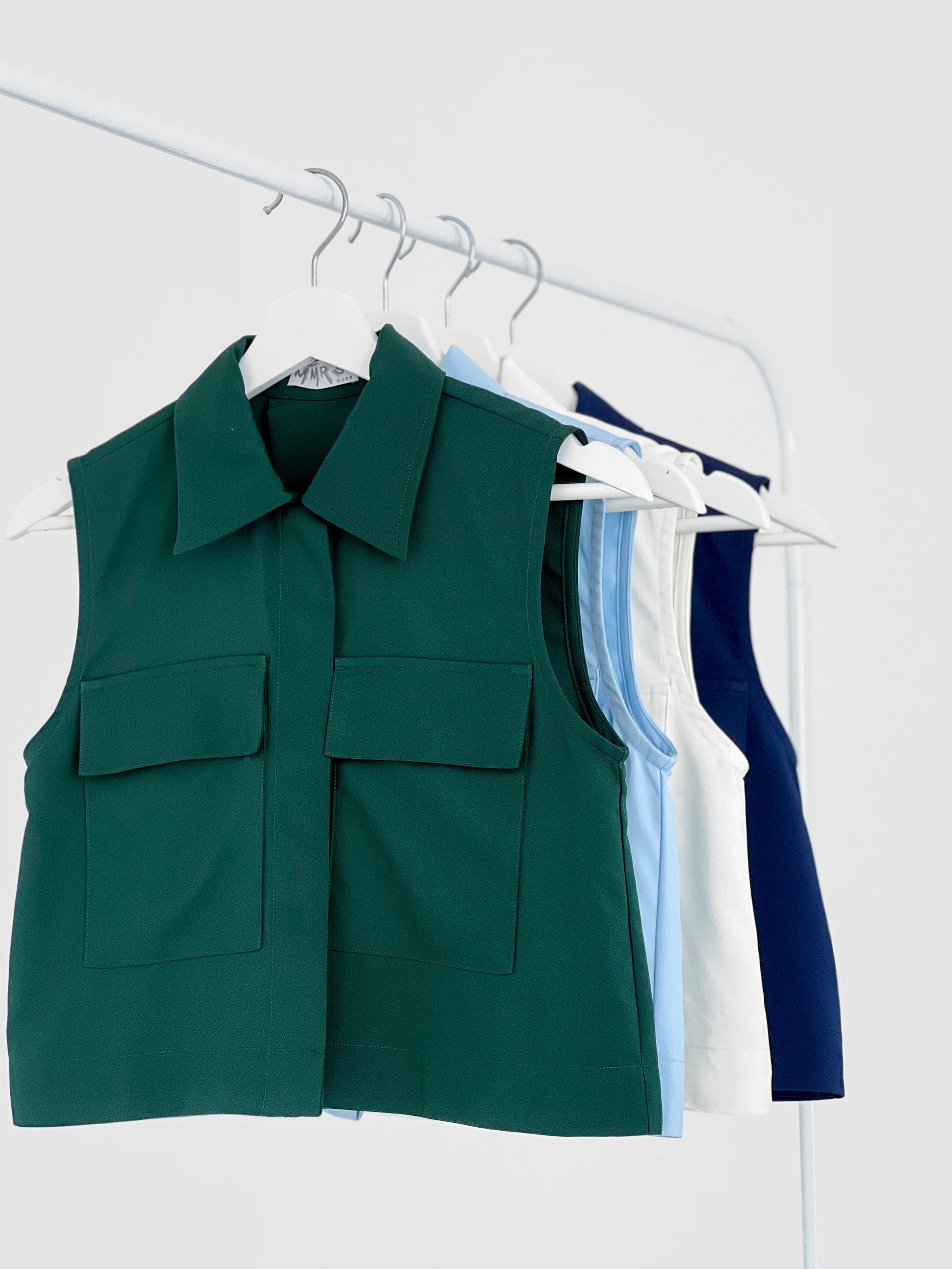 Sarin Flap Pocket Cropped Shirt - Green