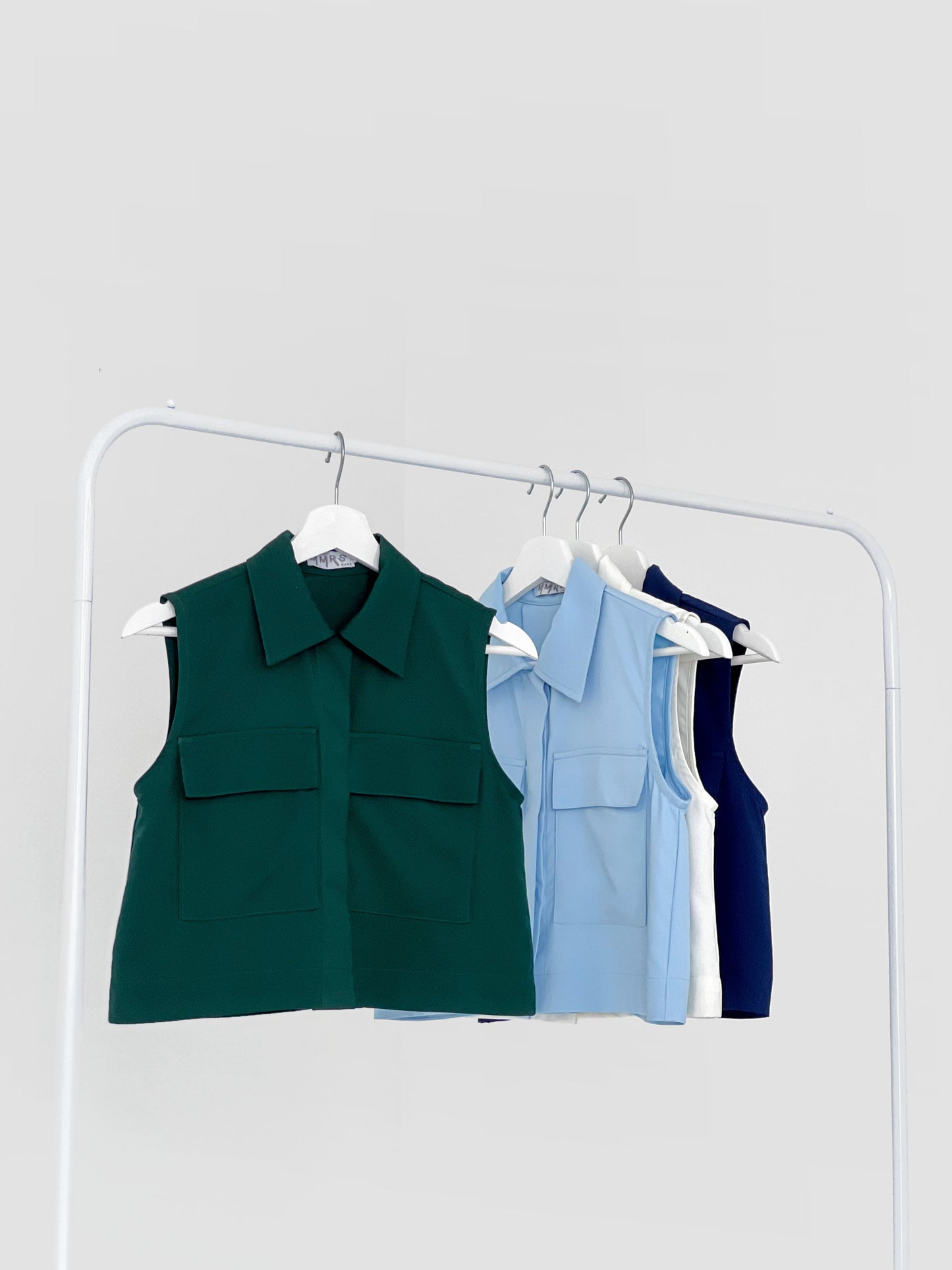 Sarin Flap Pocket Cropped Shirt - Light Blue