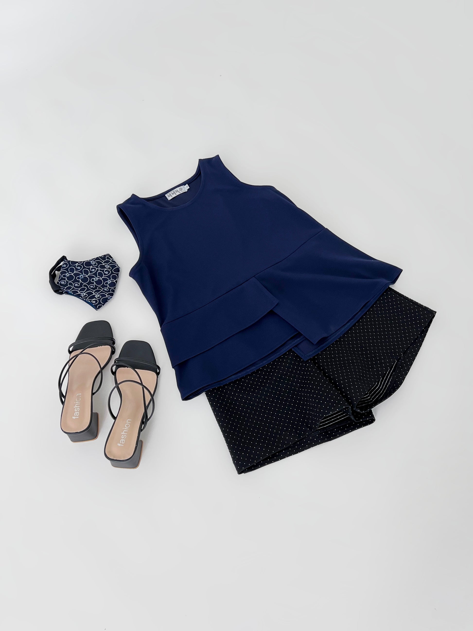 Mallory Asymmetric Hem Top - Navy