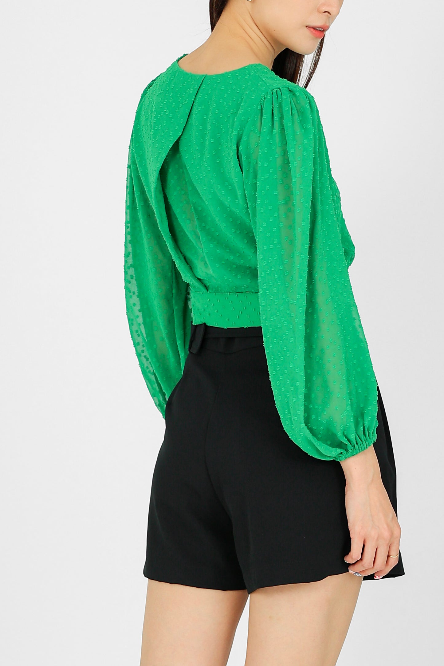 Suvi Textured Chiffon Top - Green