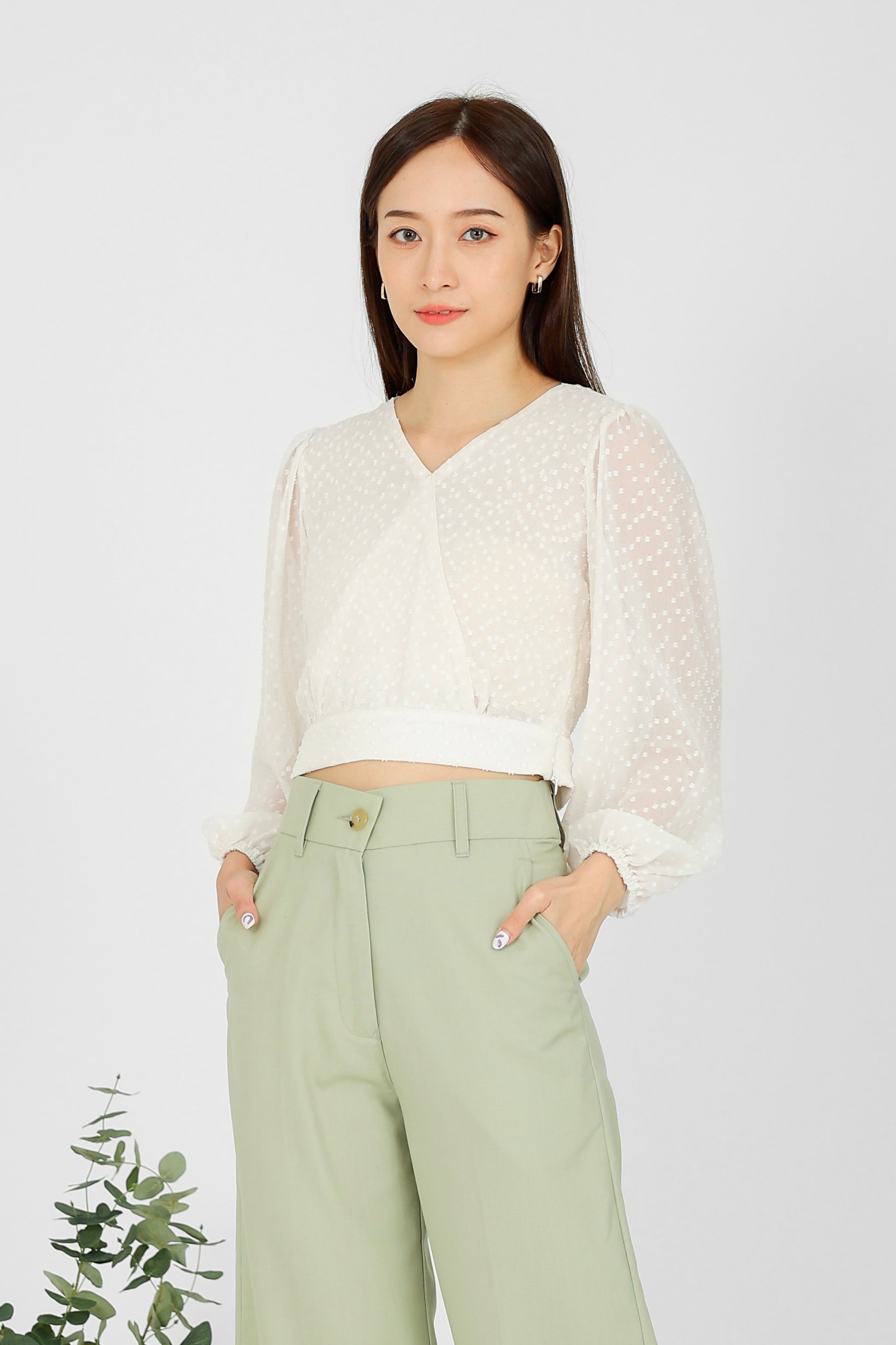 Suvi Textured Chiffon Top - Ivory