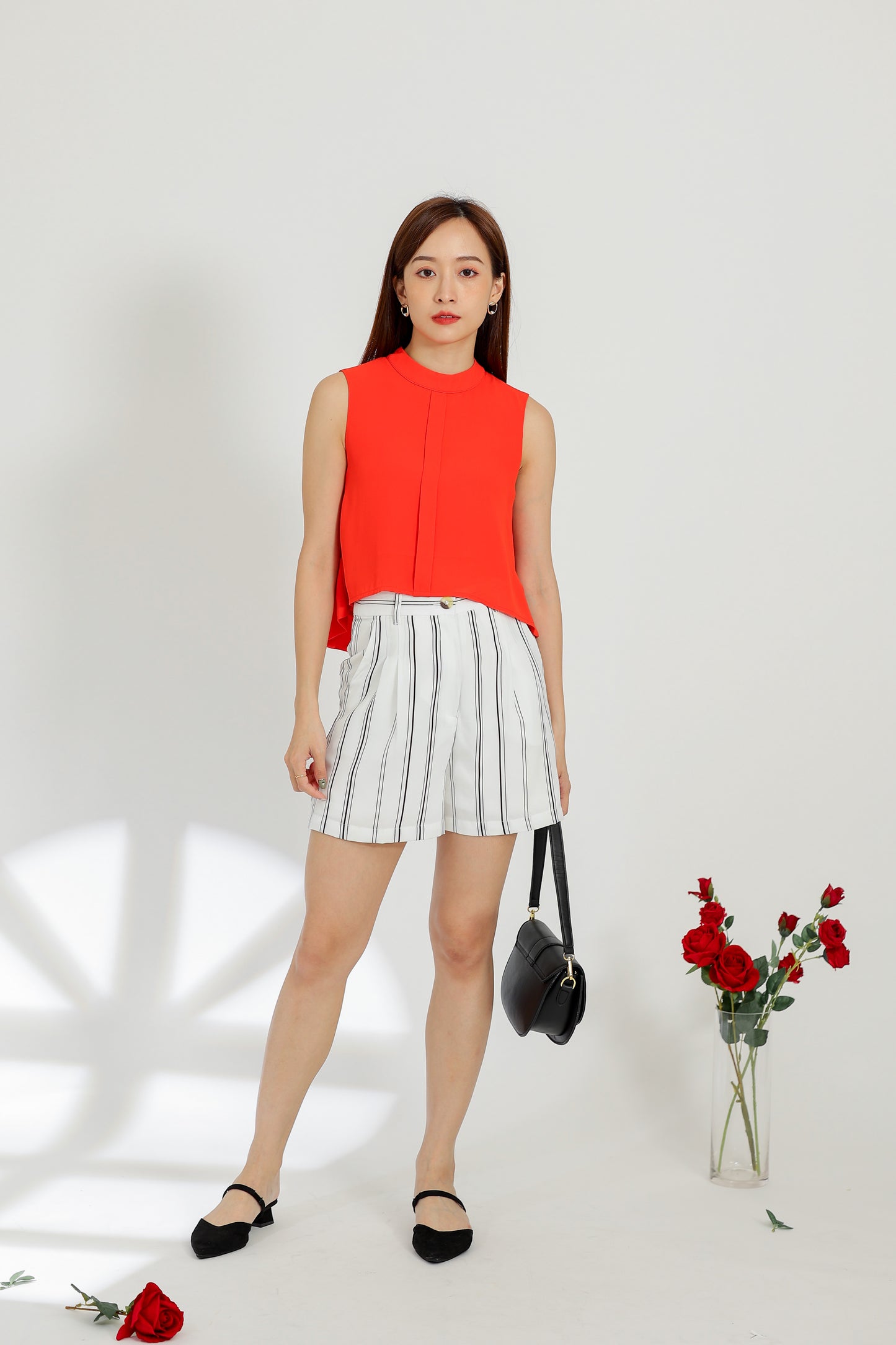 Tammi Crew Neck Top - Vermilion