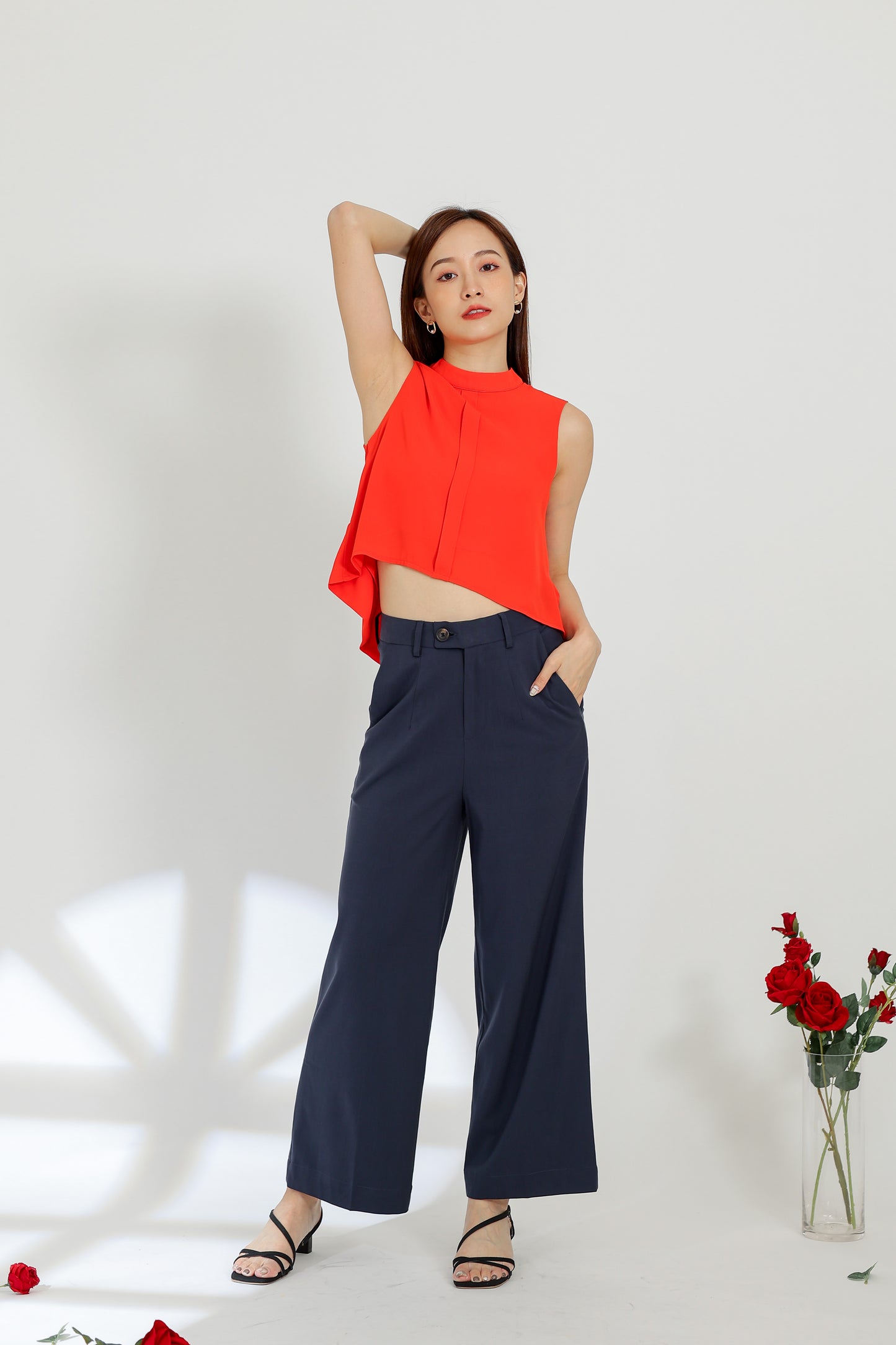 Tammi Crew Neck Top - Vermilion