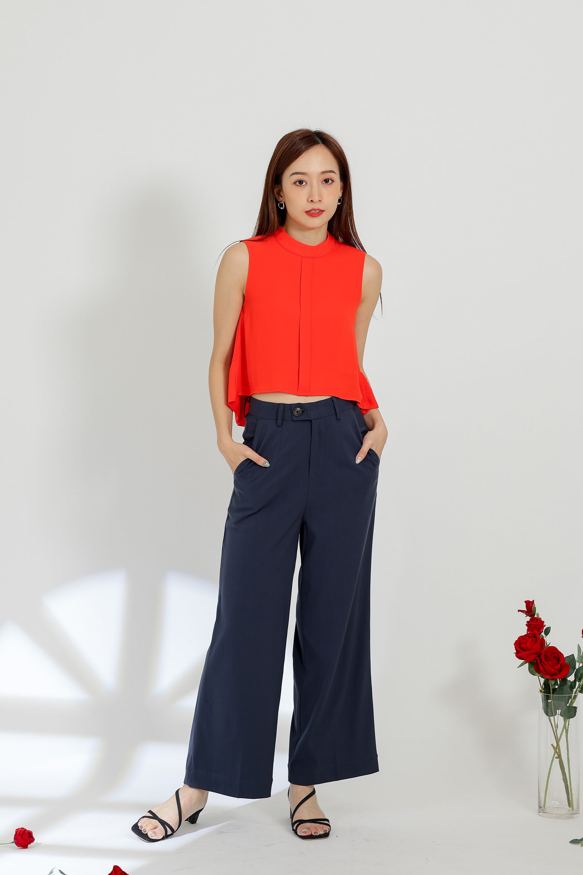 Tammi Crew Neck Top - Vermilion
