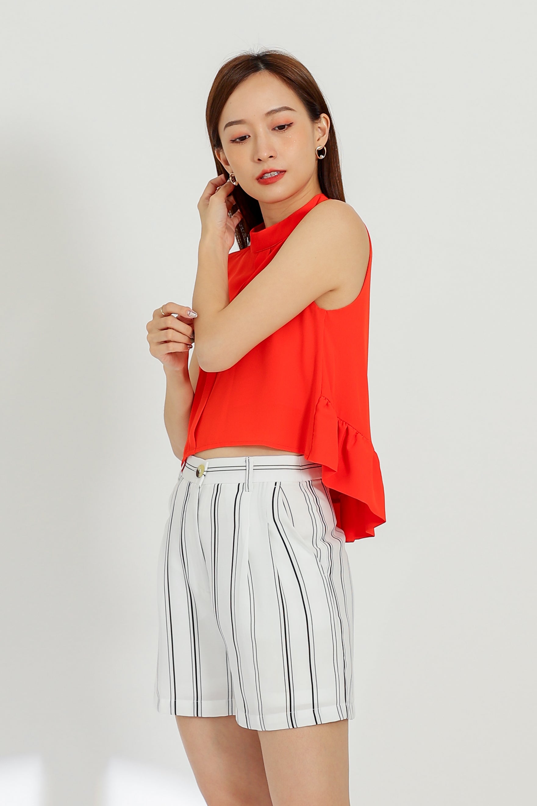 Tammi Crew Neck Top - Vermilion