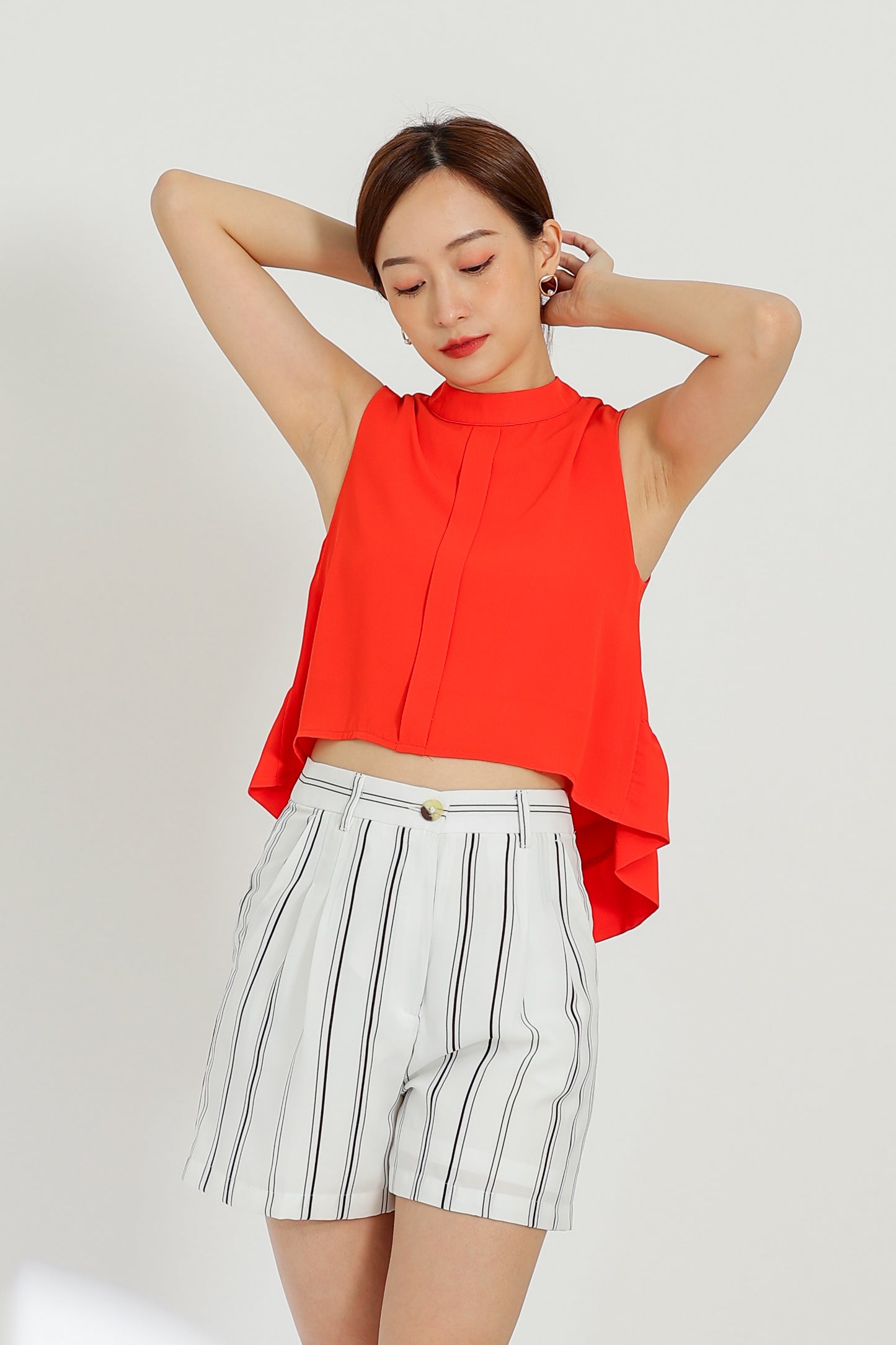 Tammi Crew Neck Top - Vermilion