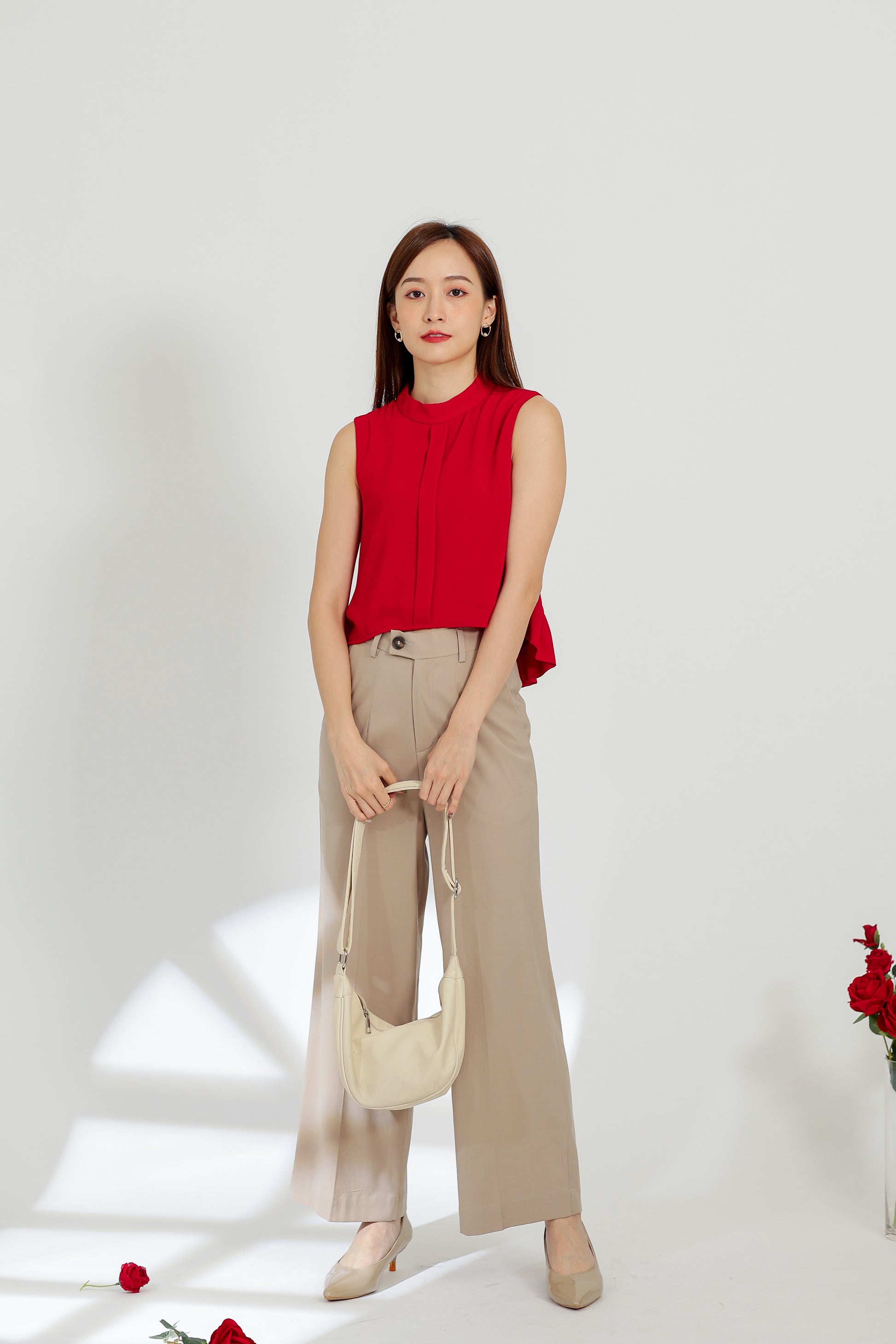 Tammi Crew Neck Top - Red