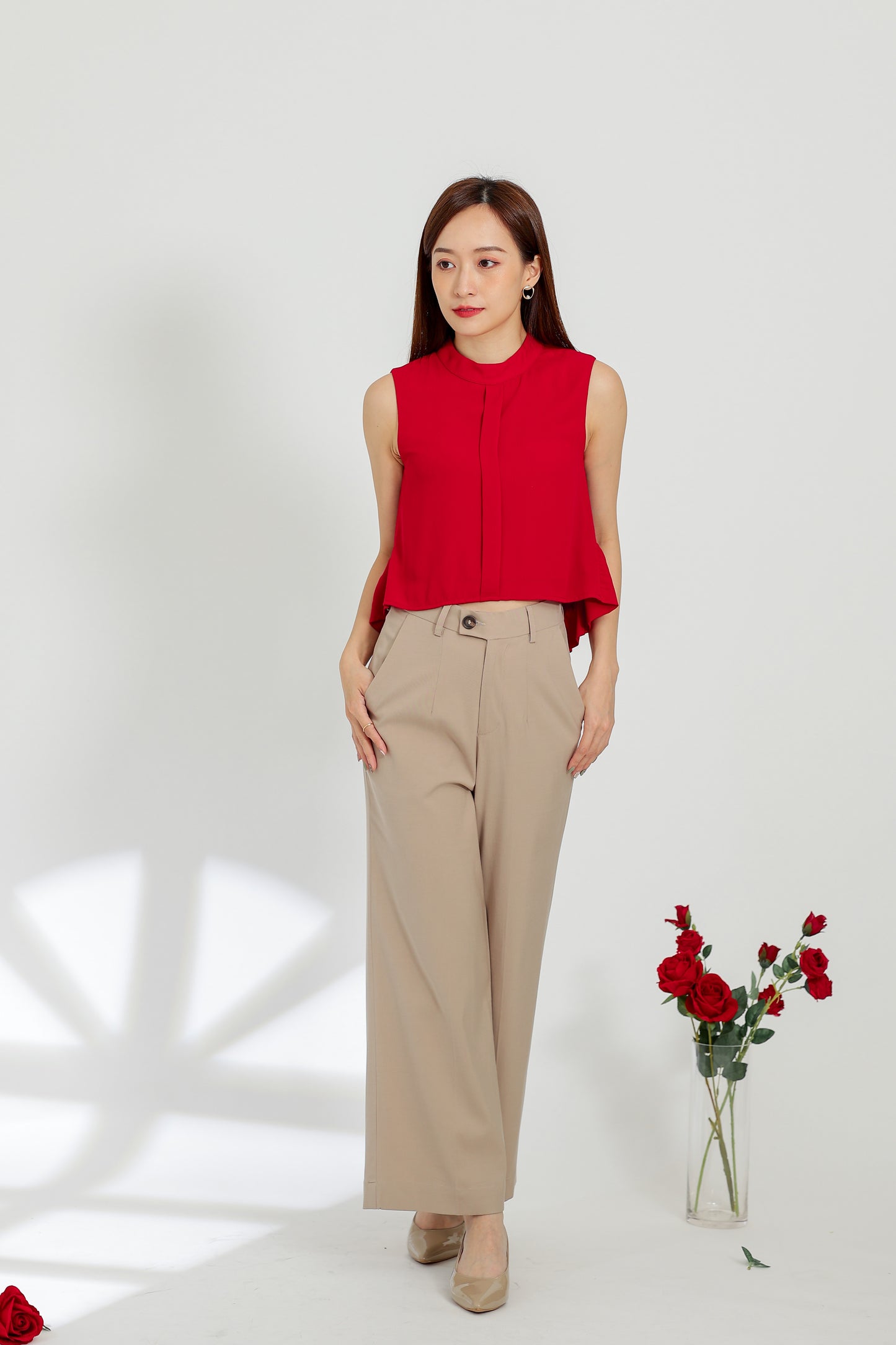 Tammi Crew Neck Top - Red