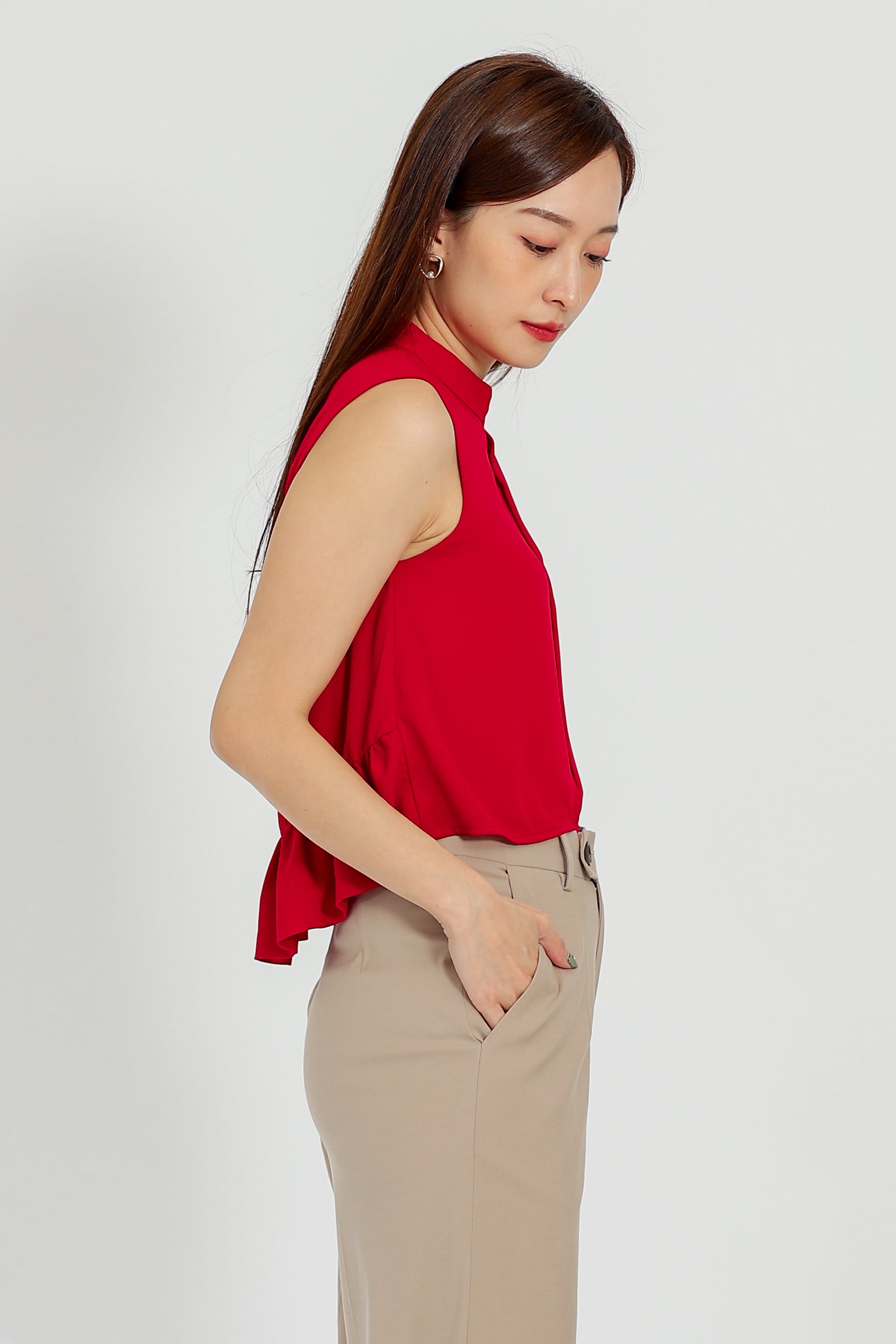 Tammi Crew Neck Top - Red