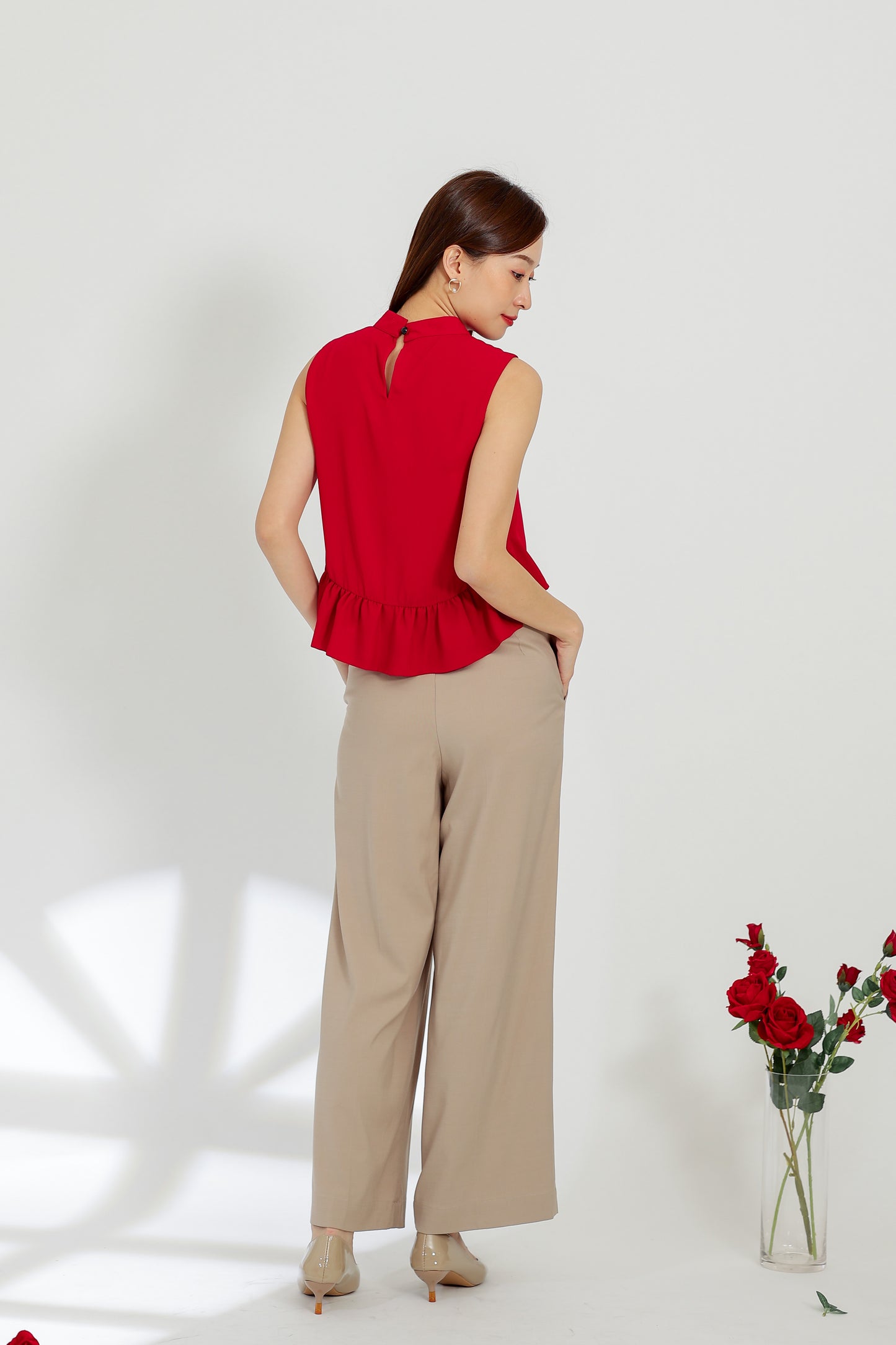Tammi Crew Neck Top - Red