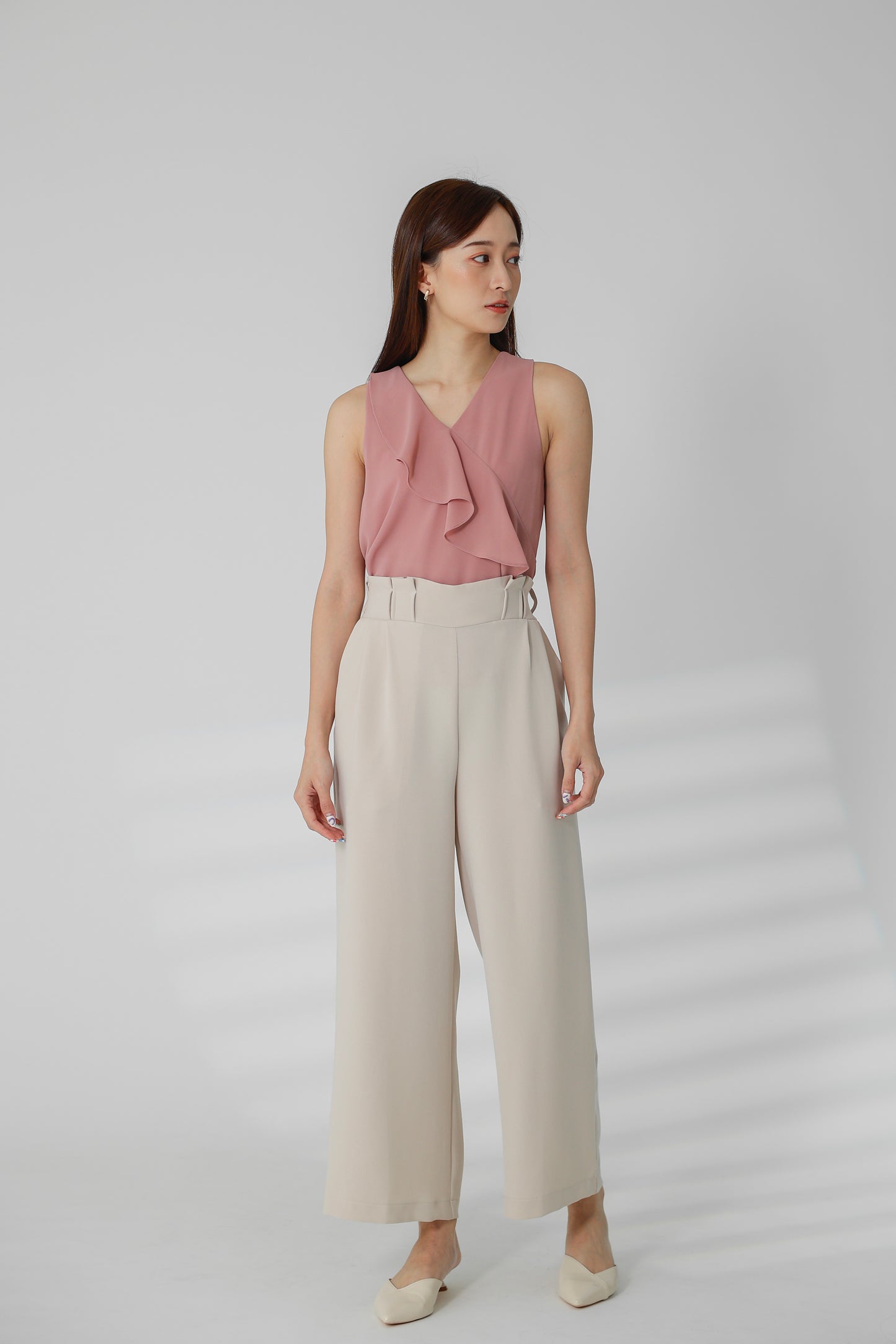 Terra Paperbag Waist Pant - Beige