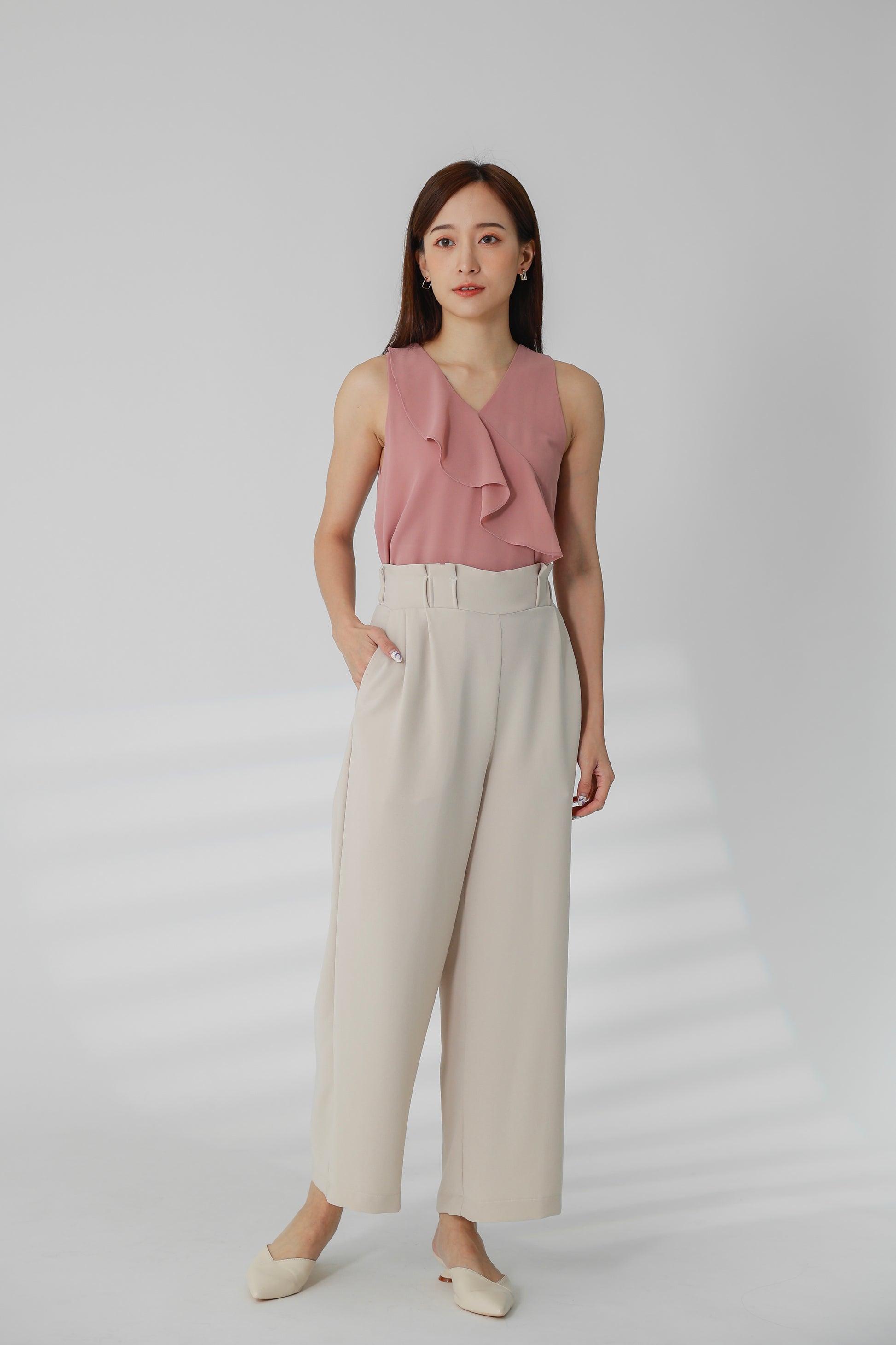 Terra Paperbag Waist Pant - Beige