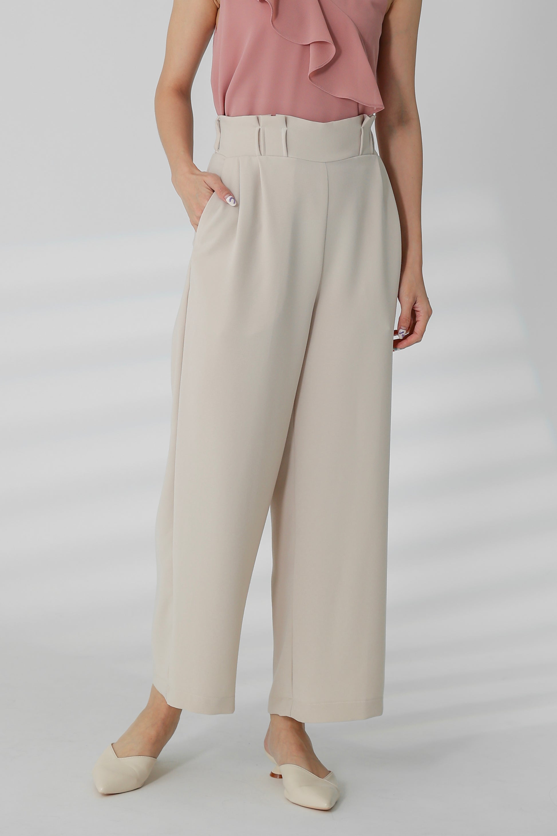 Terra Paperbag Waist Pant - Beige