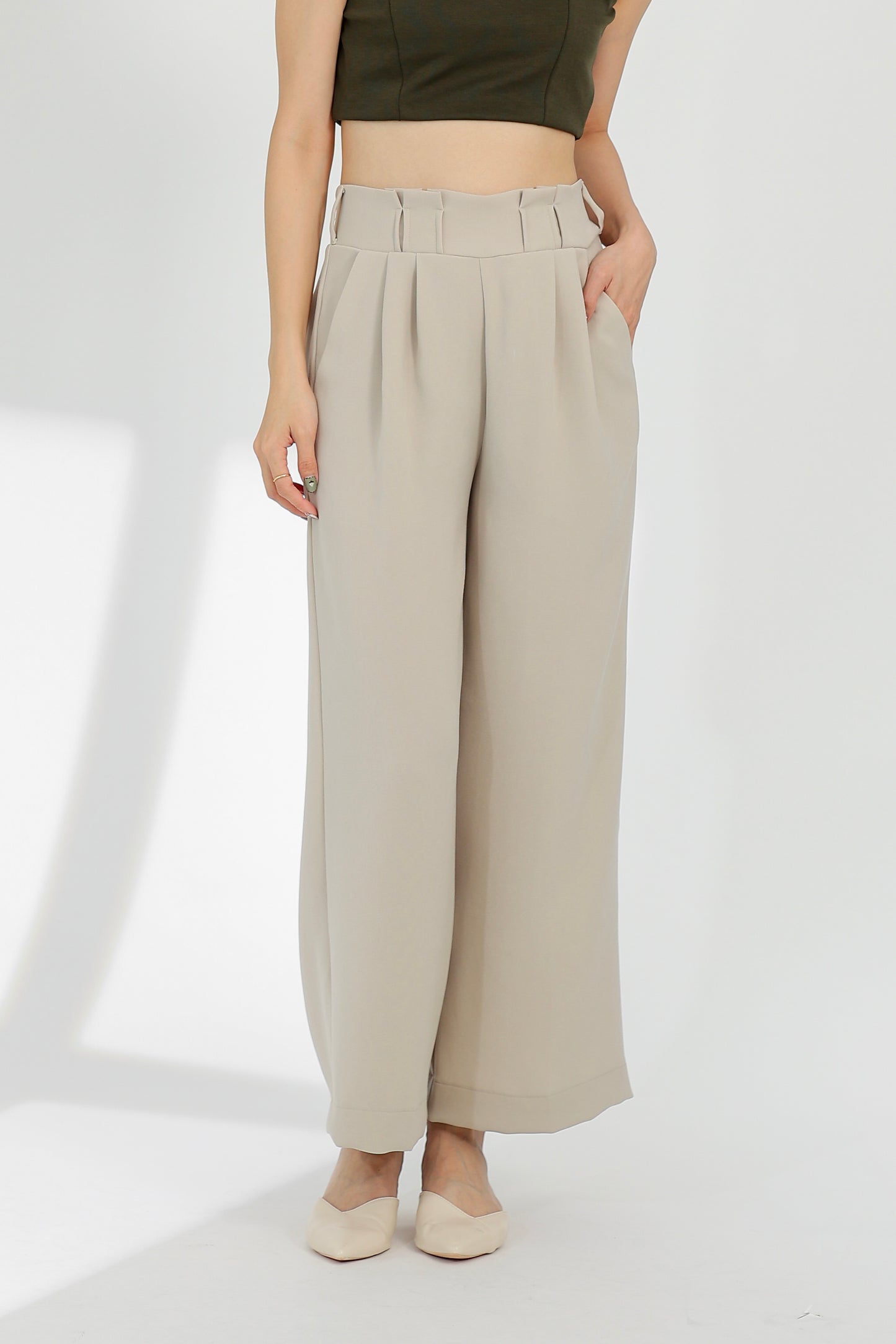 Terra Paperbag Waist Pant - Pebble