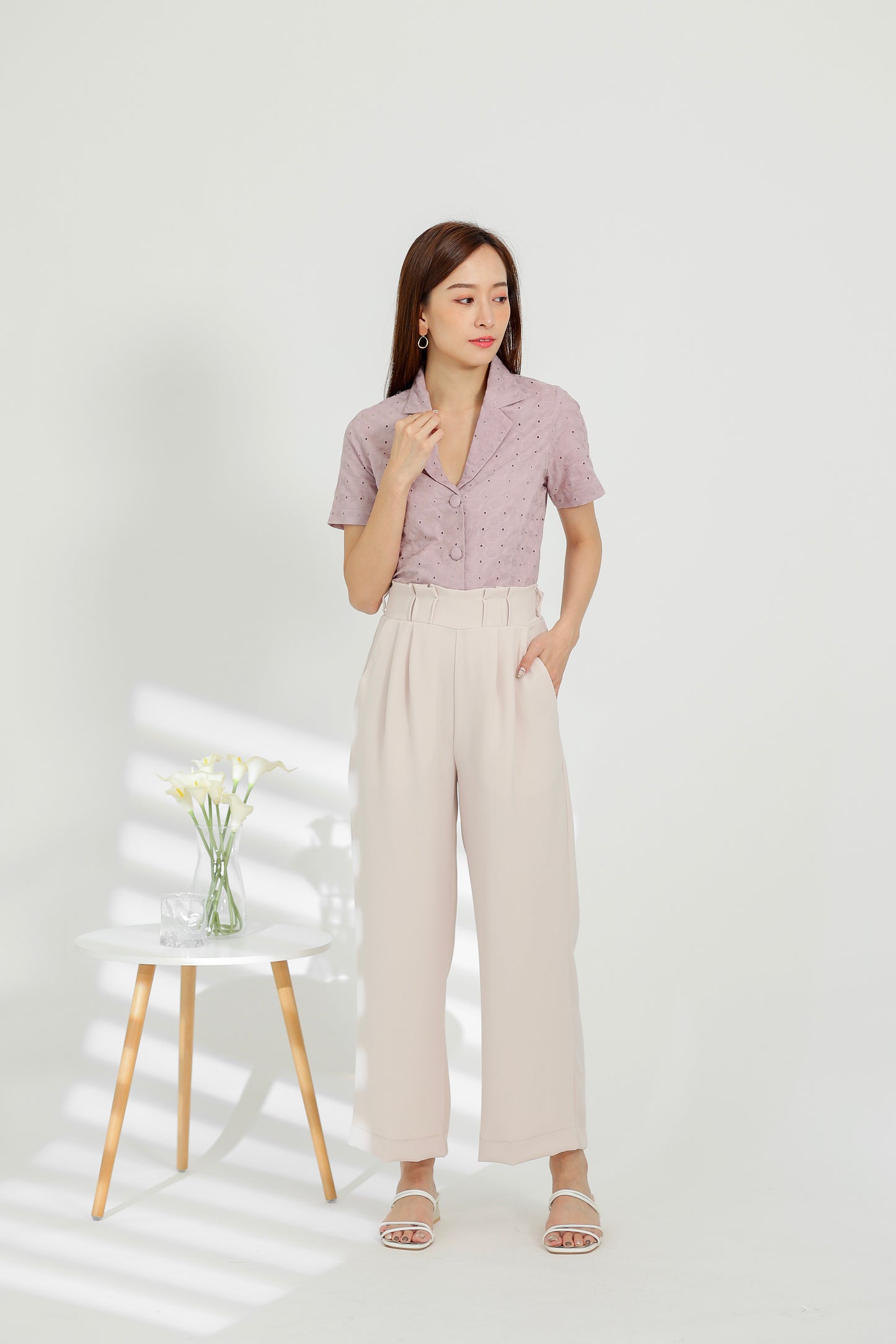 Terra Paperbag Waist Pant - Nude Pink