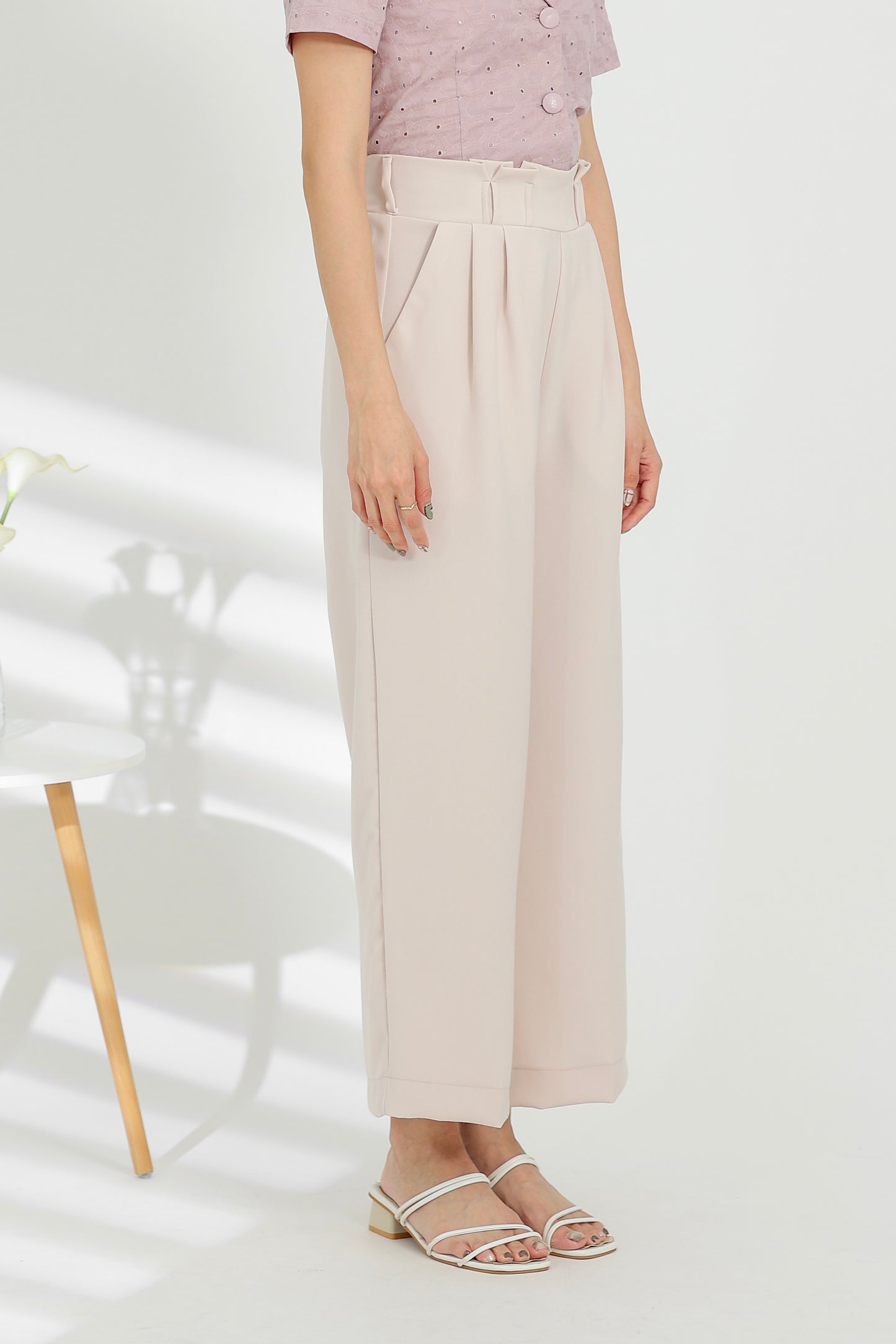 Terra Paperbag Waist Pant - Nude Pink