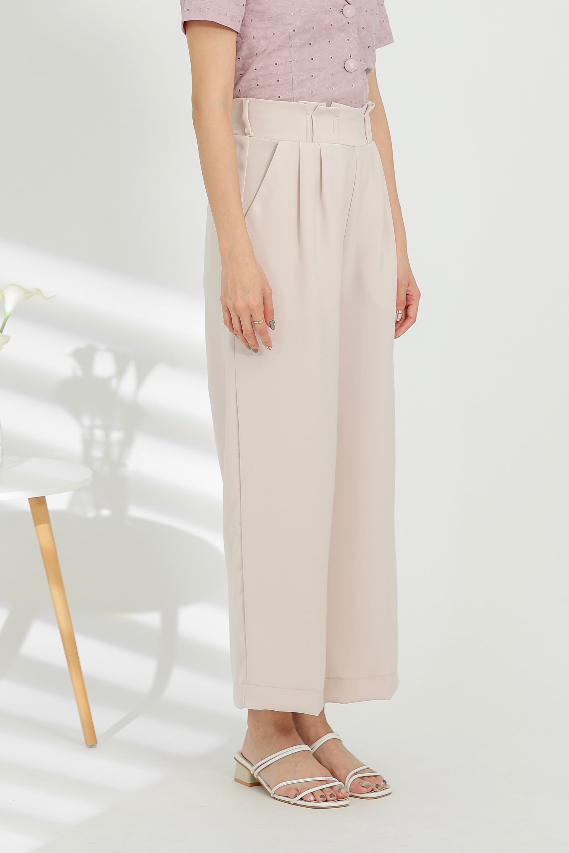 Terra Paperbag Waist Pant - Nude Pink