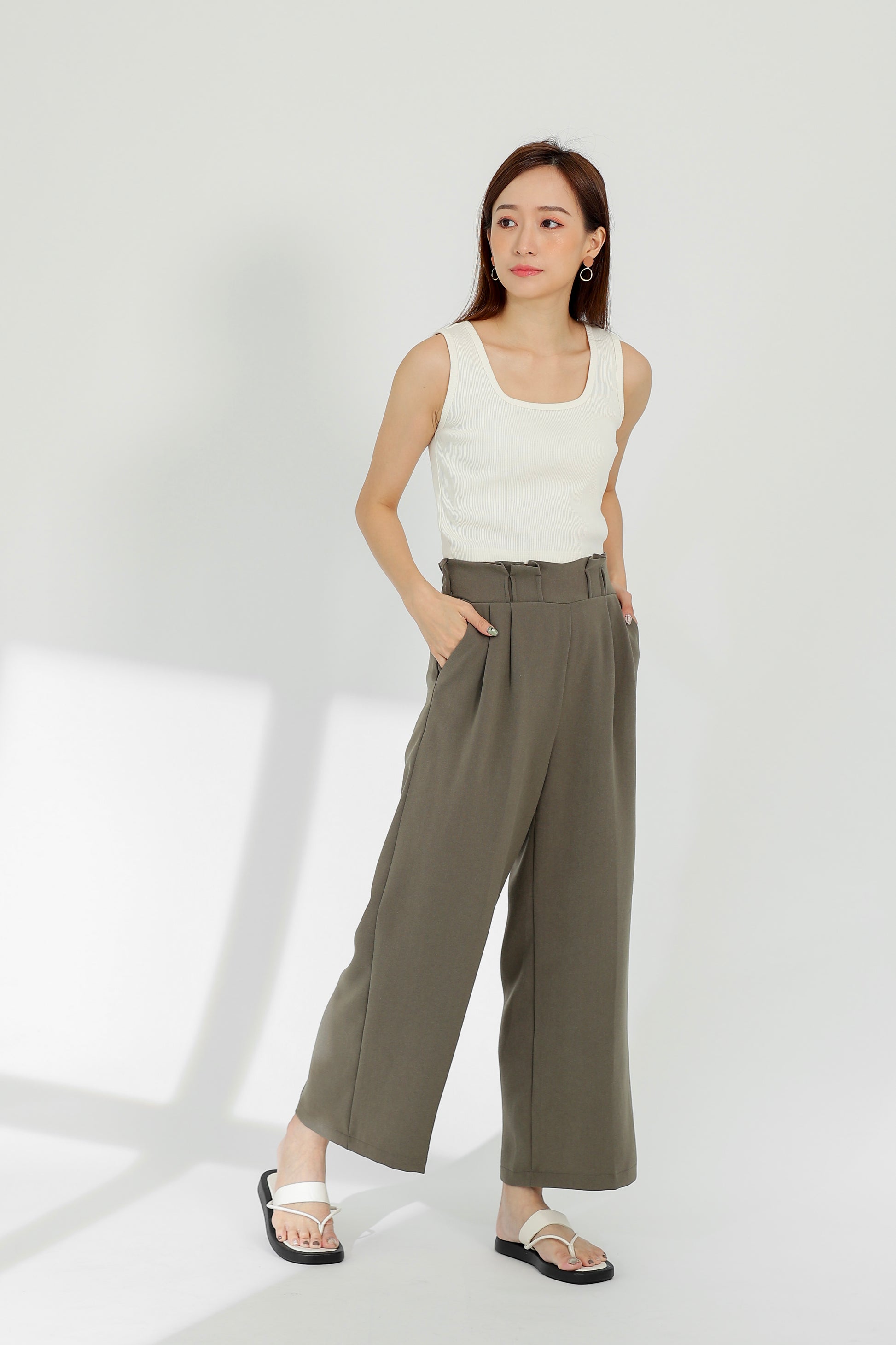 Terra Paperbag Waist Pant - Rip Olive
