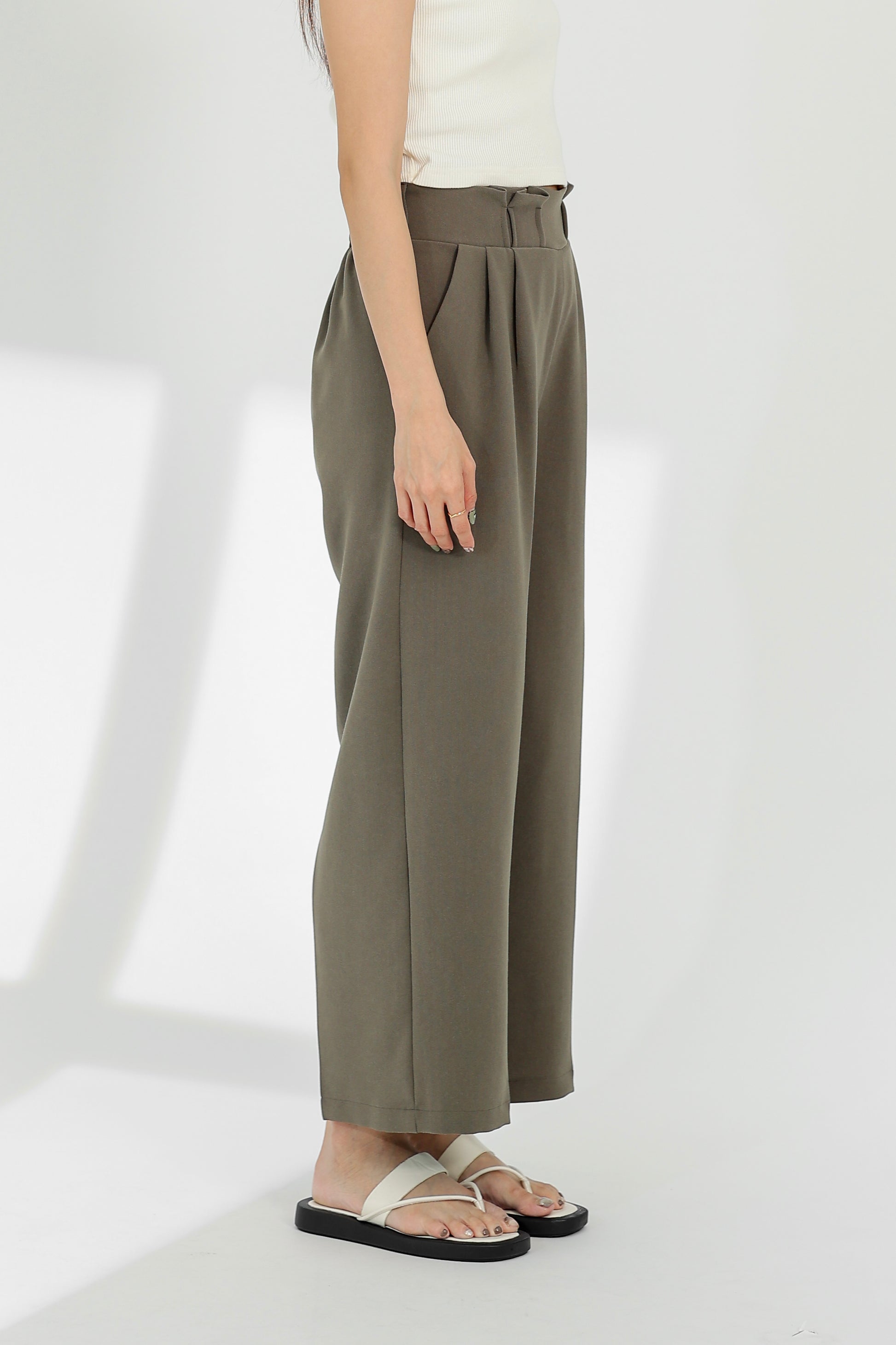 Terra Paperbag Waist Pant - Rip Olive