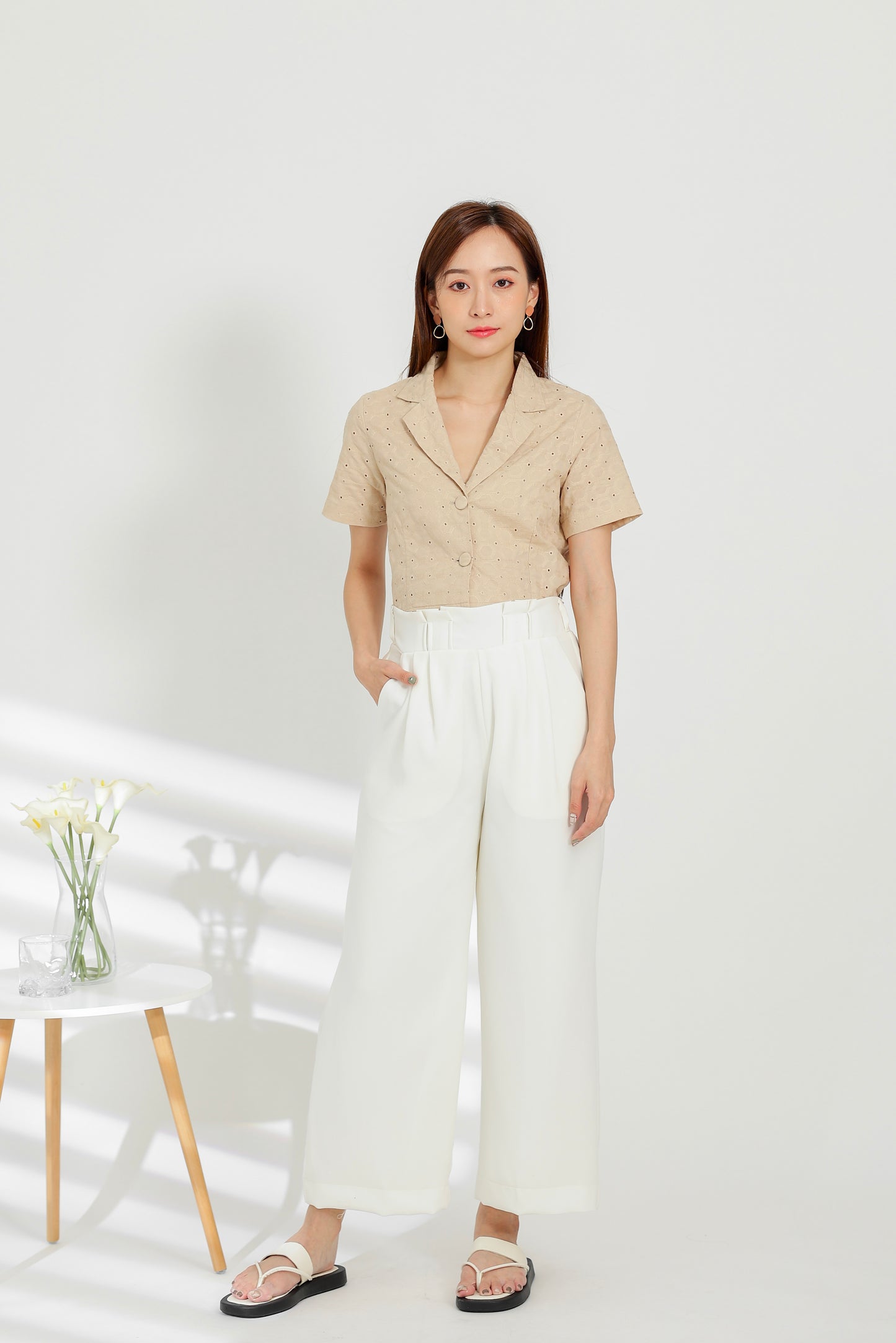 Terra Paperbag Waist Pant - Off White