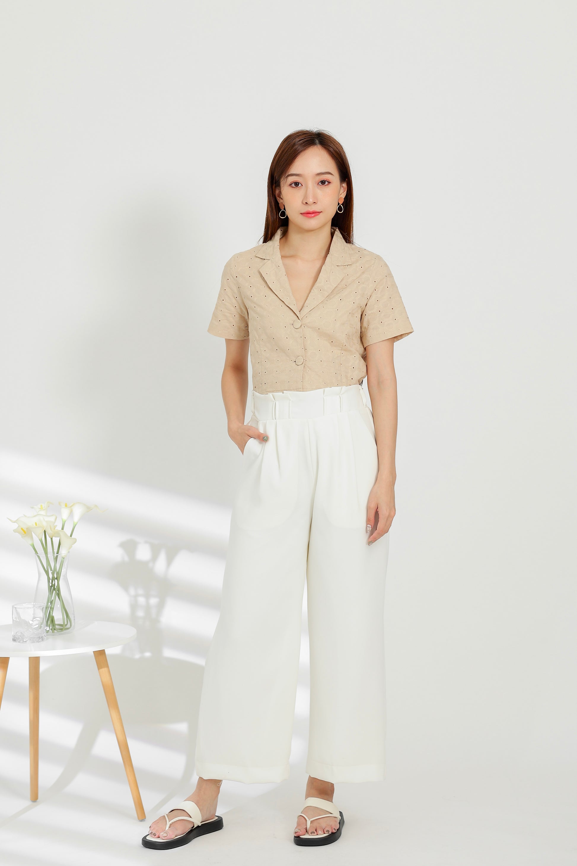 Terra Paperbag Waist Pant - Off White
