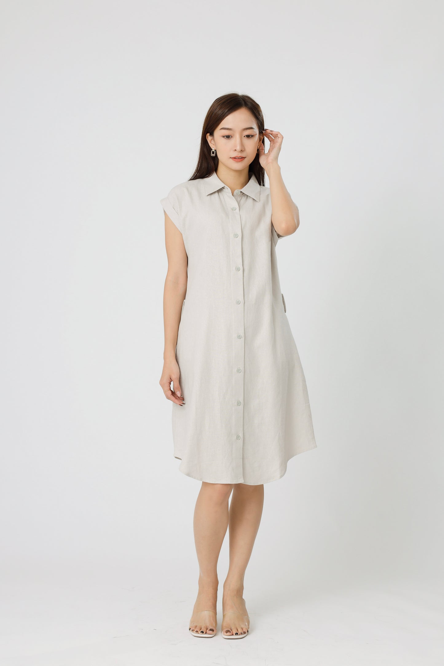 Tyla Shirt Dress - Lt Grey