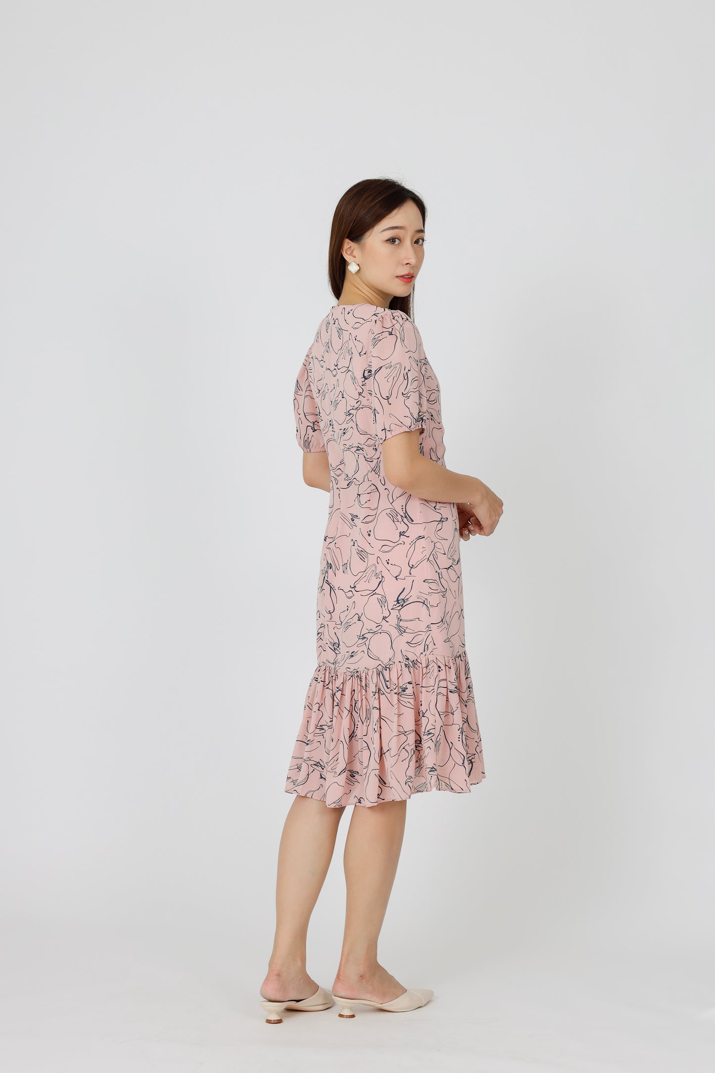 Valarie V Neck Ruffles Dress - Pink