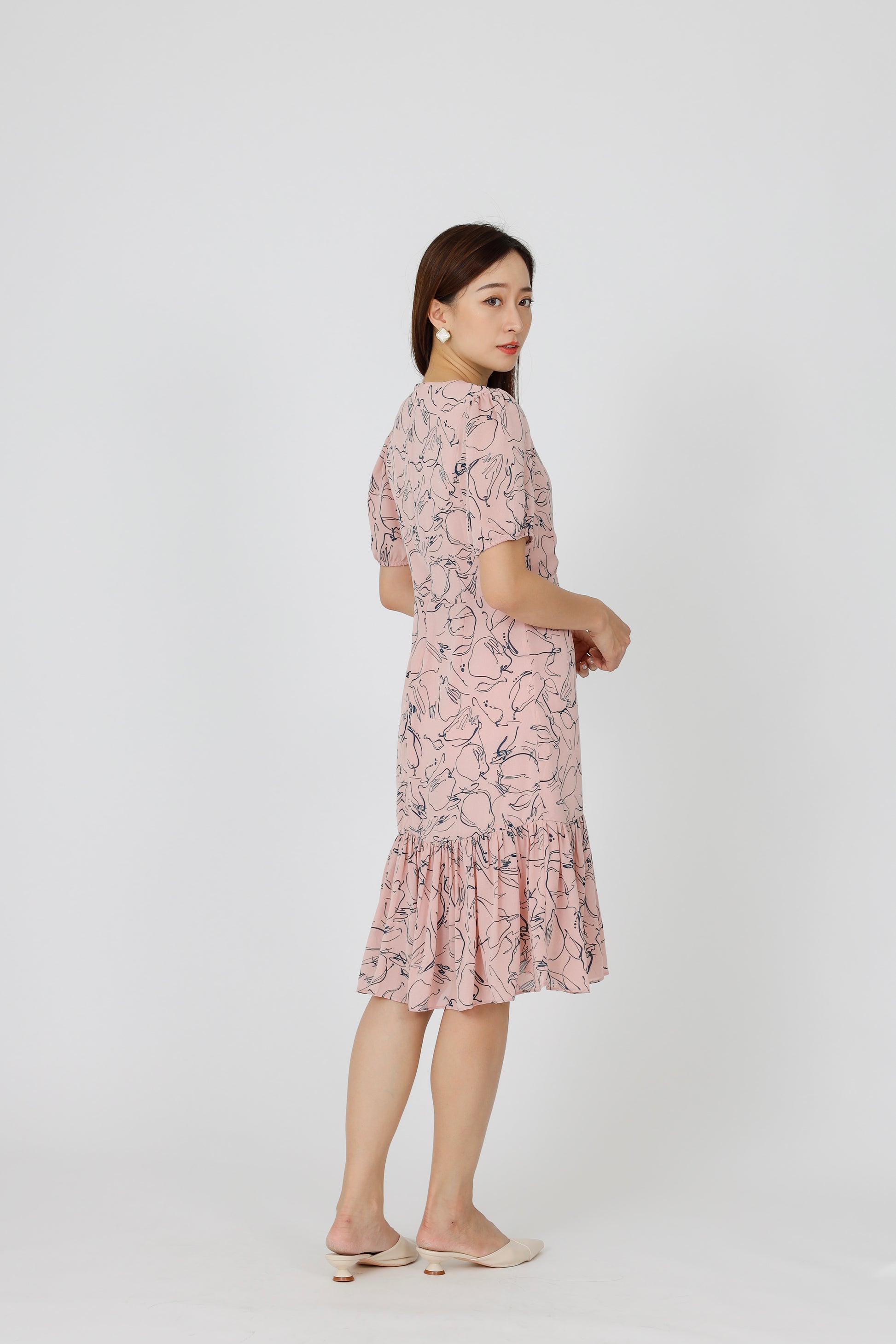 Valarie V Neck Ruffles Dress - Pink