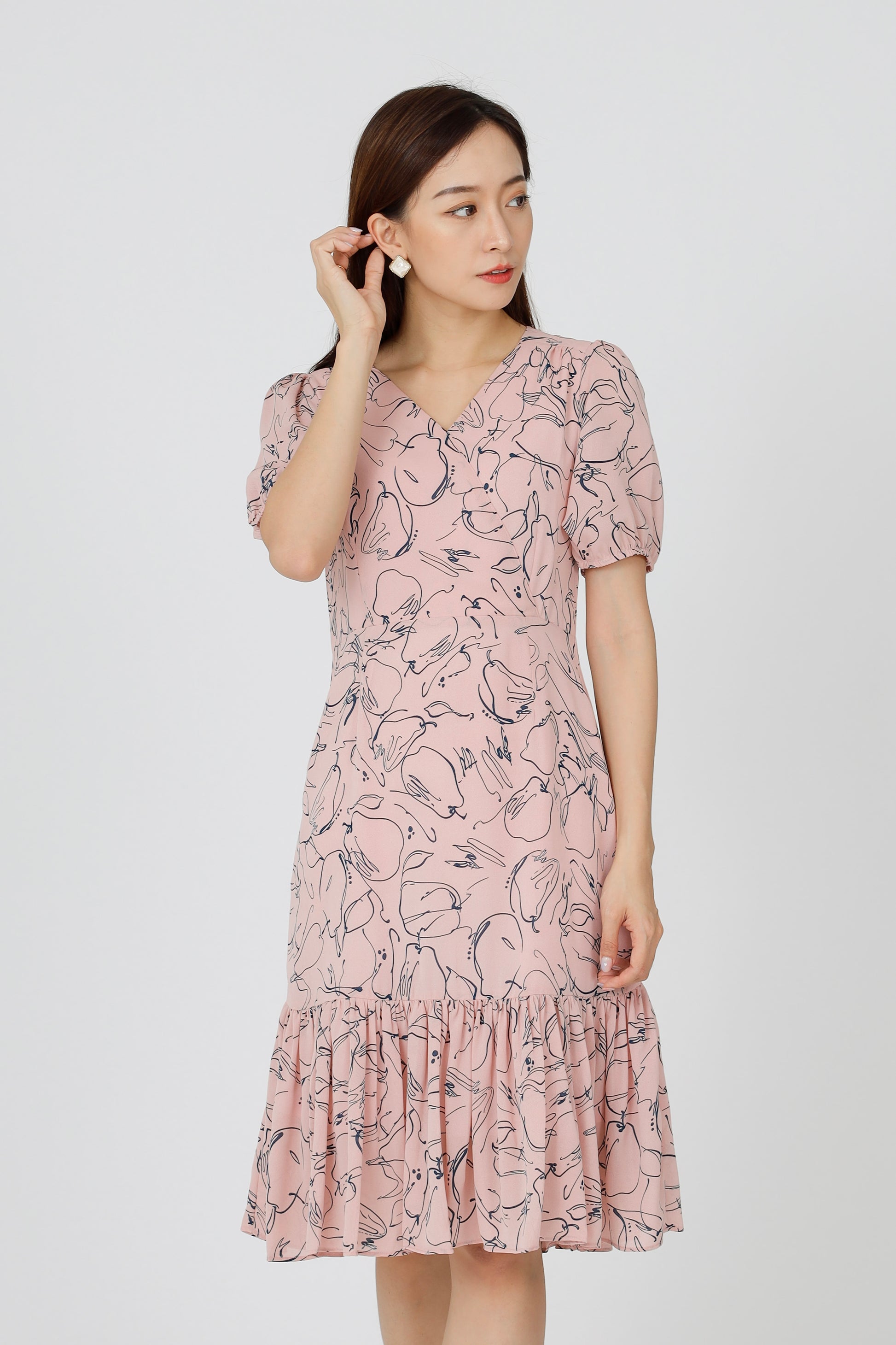 Valarie V Neck Ruffles Dress - Pink