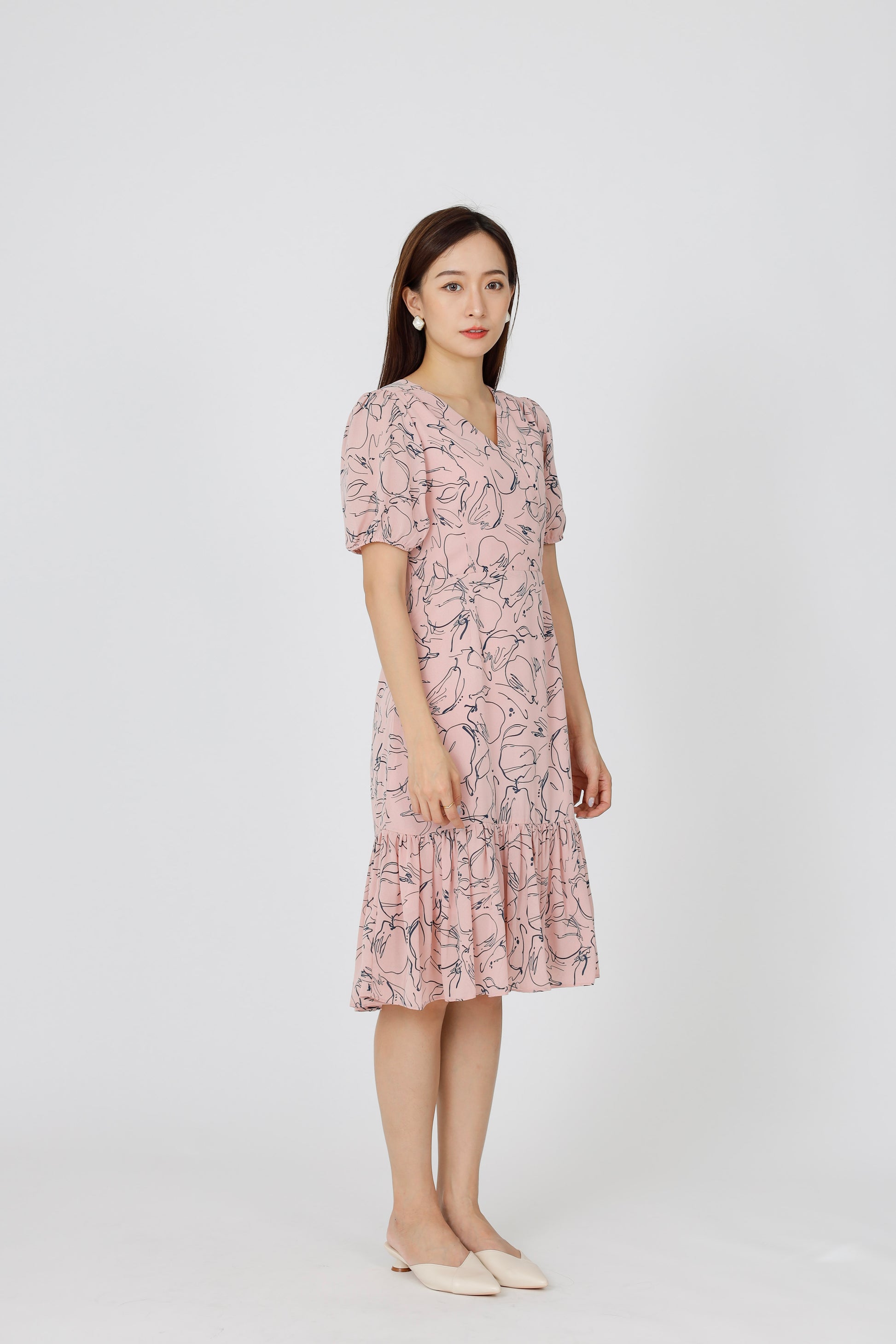 Valarie V Neck Ruffles Dress - Pink