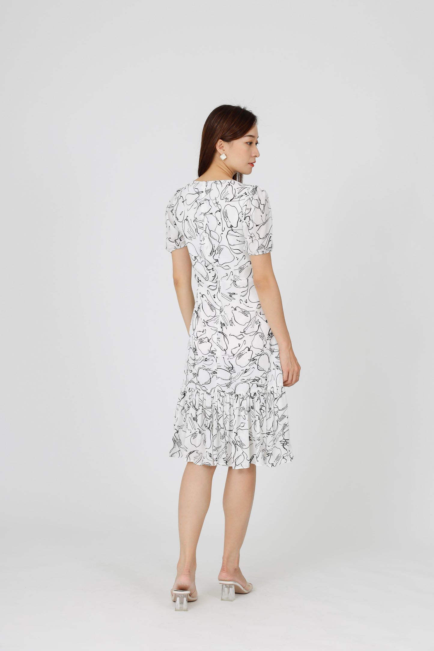 Valarie V Neck Ruffles Dress - White
