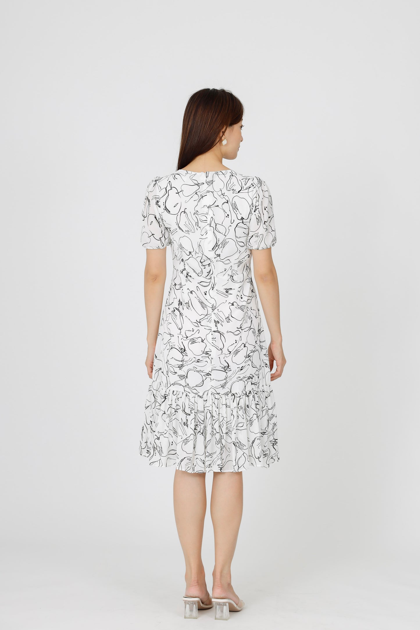 Valarie V Neck Ruffles Dress - White