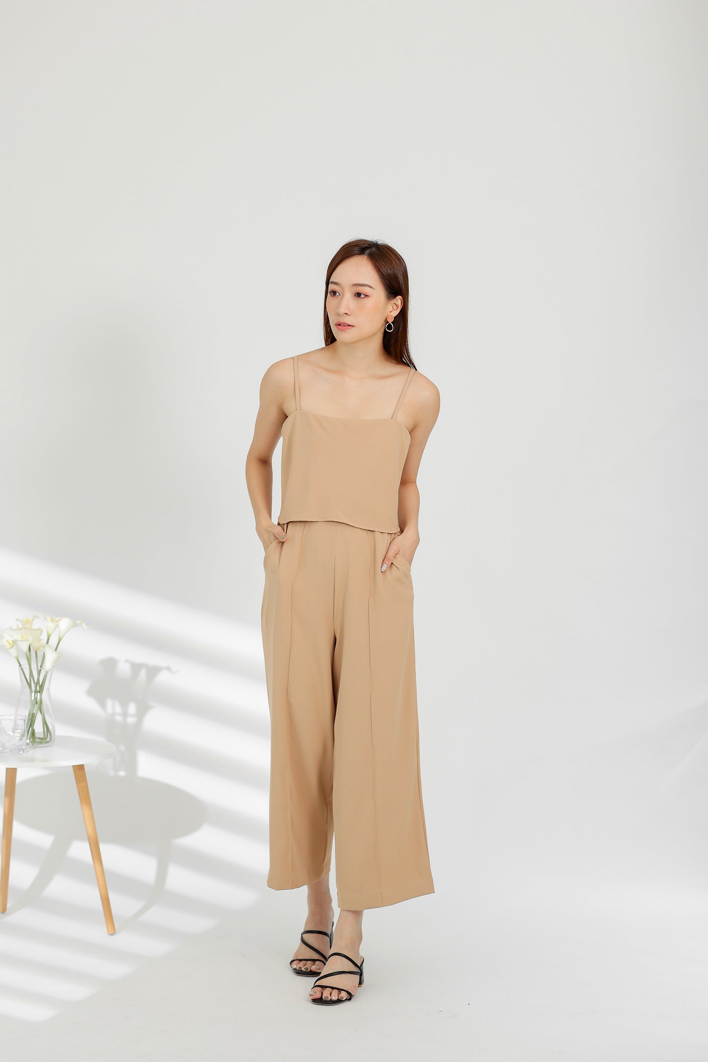 Willow Wide Leg Jumpsuit - Beige