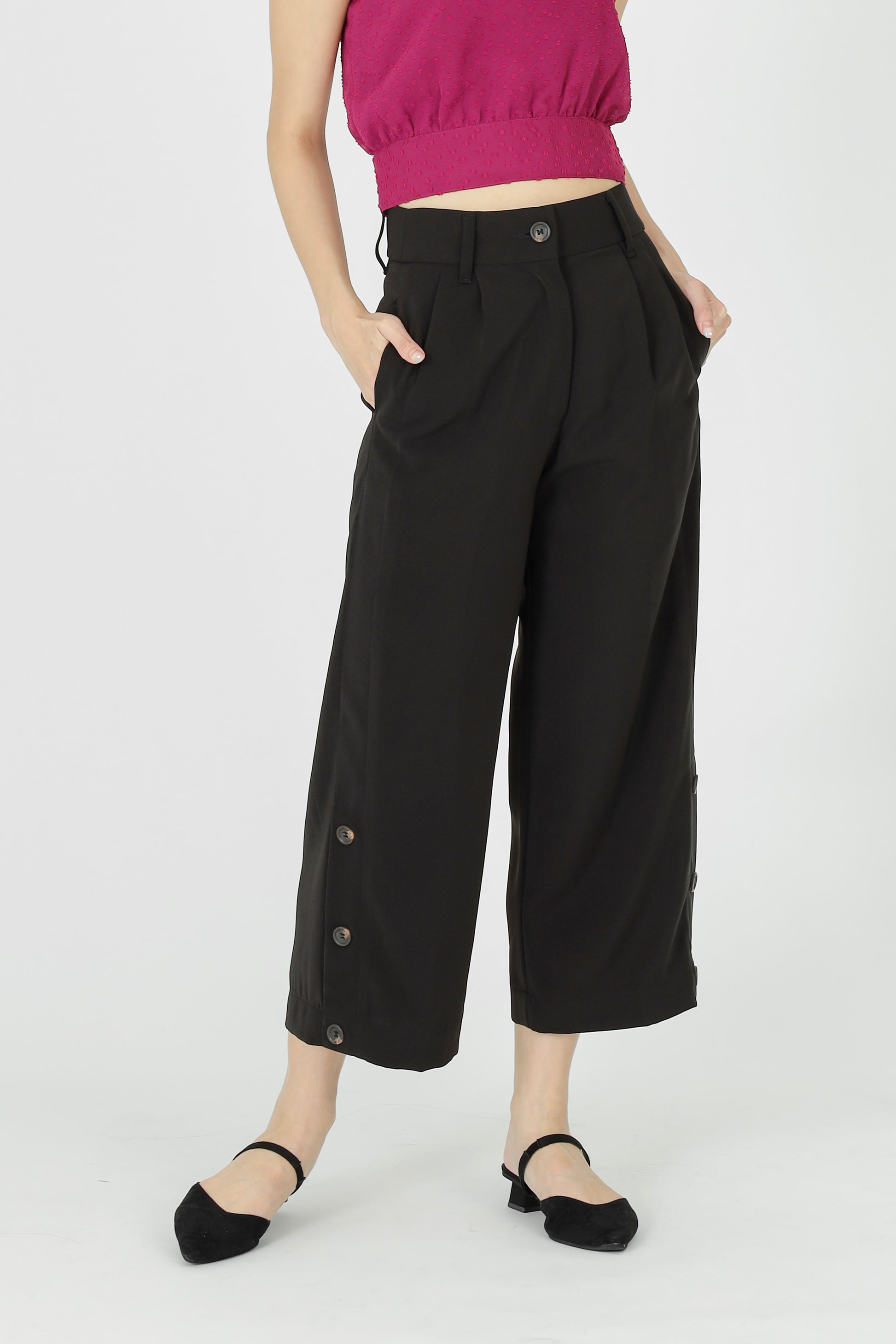 Yasmin Buttoned Pant - Dark Brown