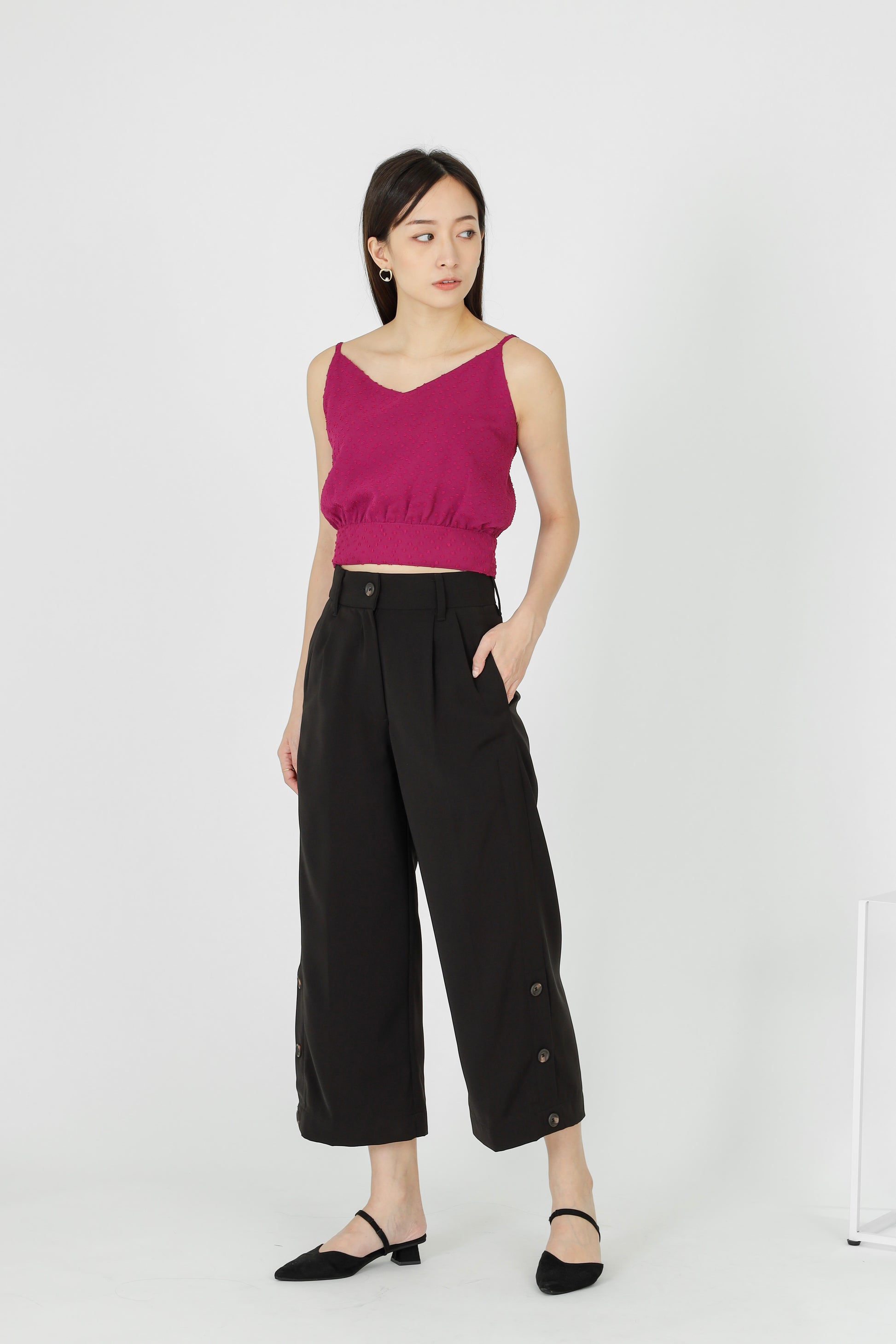 Yasmin Buttoned Pant - Dark Brown