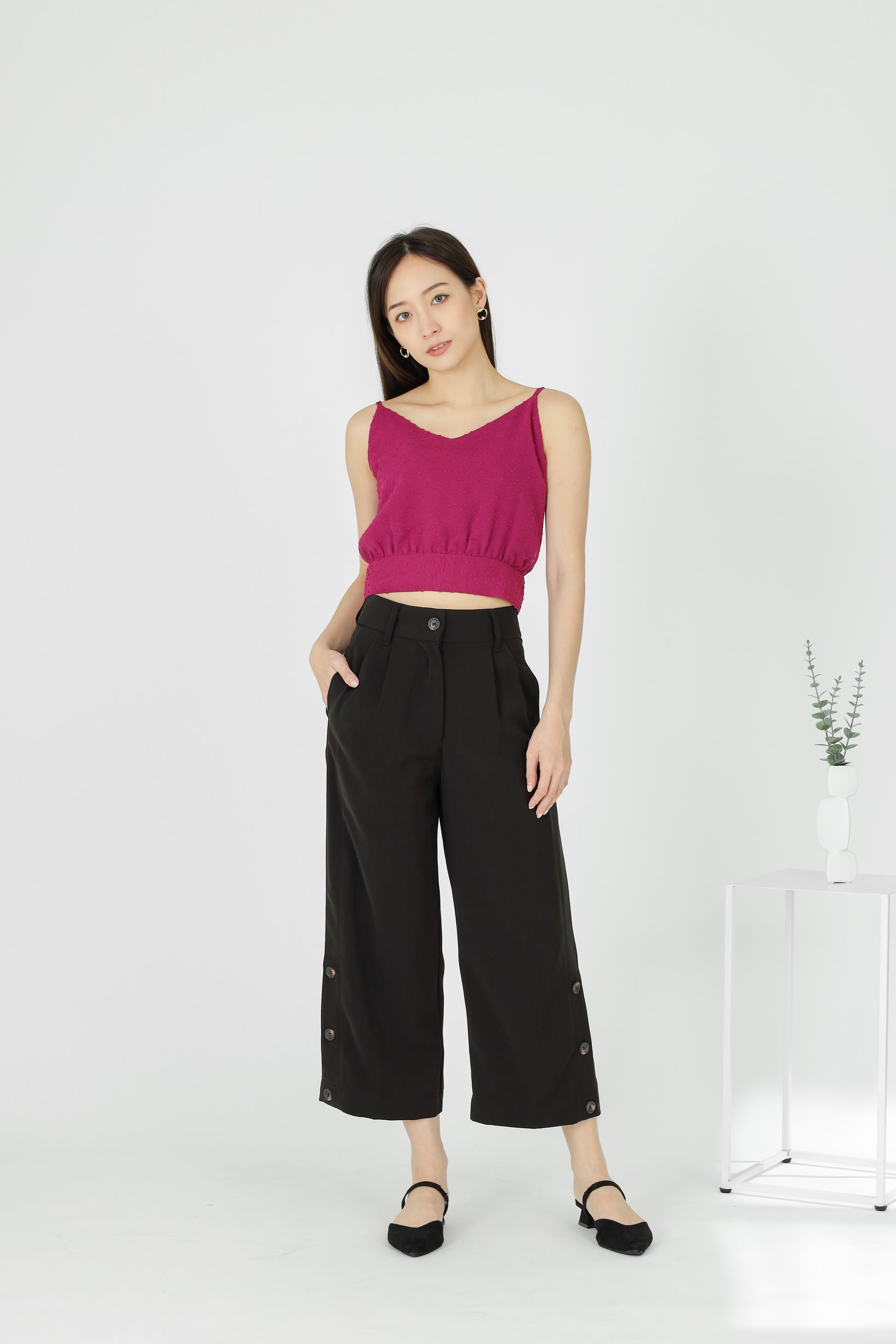 Yasmin Buttoned Pant - Dark Brown