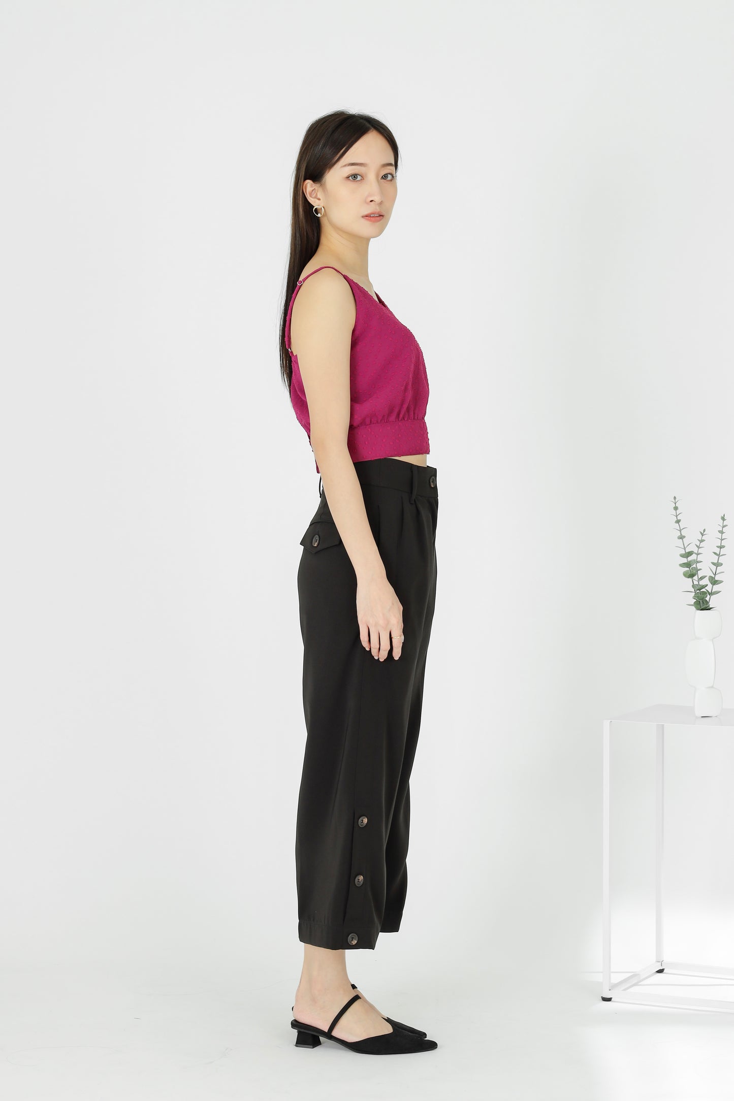Yasmin Buttoned Pant - Dark Brown