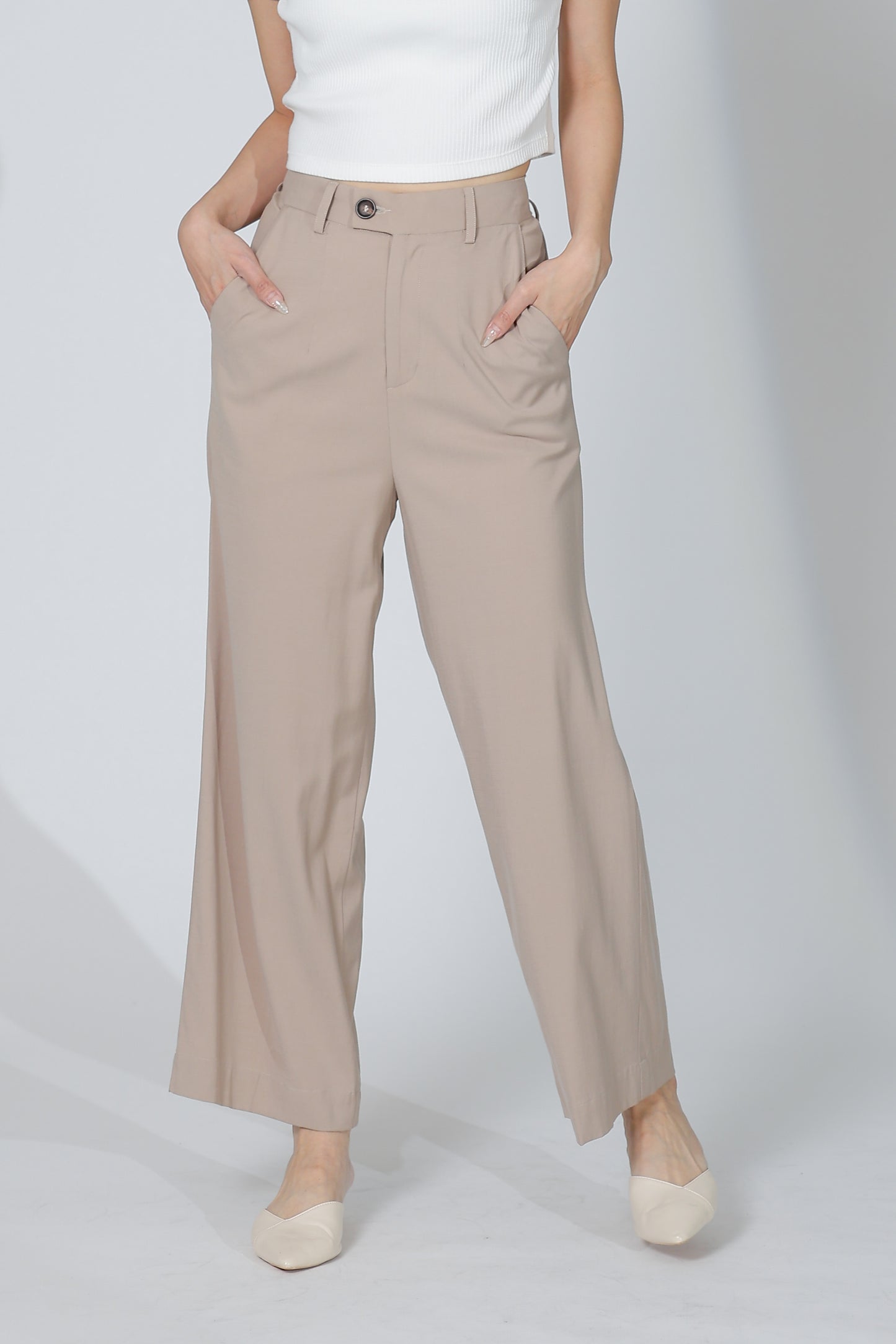 Audra Extended Waistband Pant - Khaki