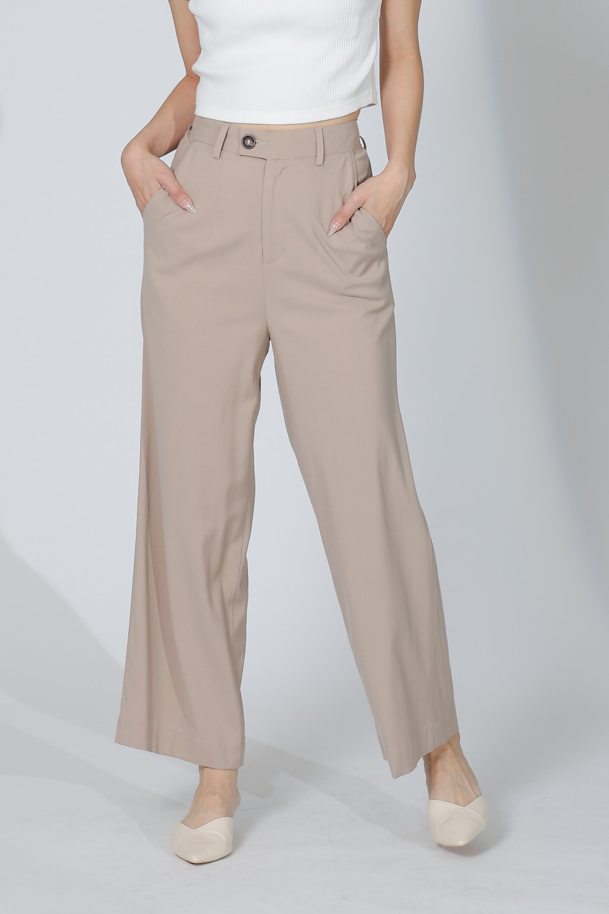 Audra Extended Waistband Pant - Khaki