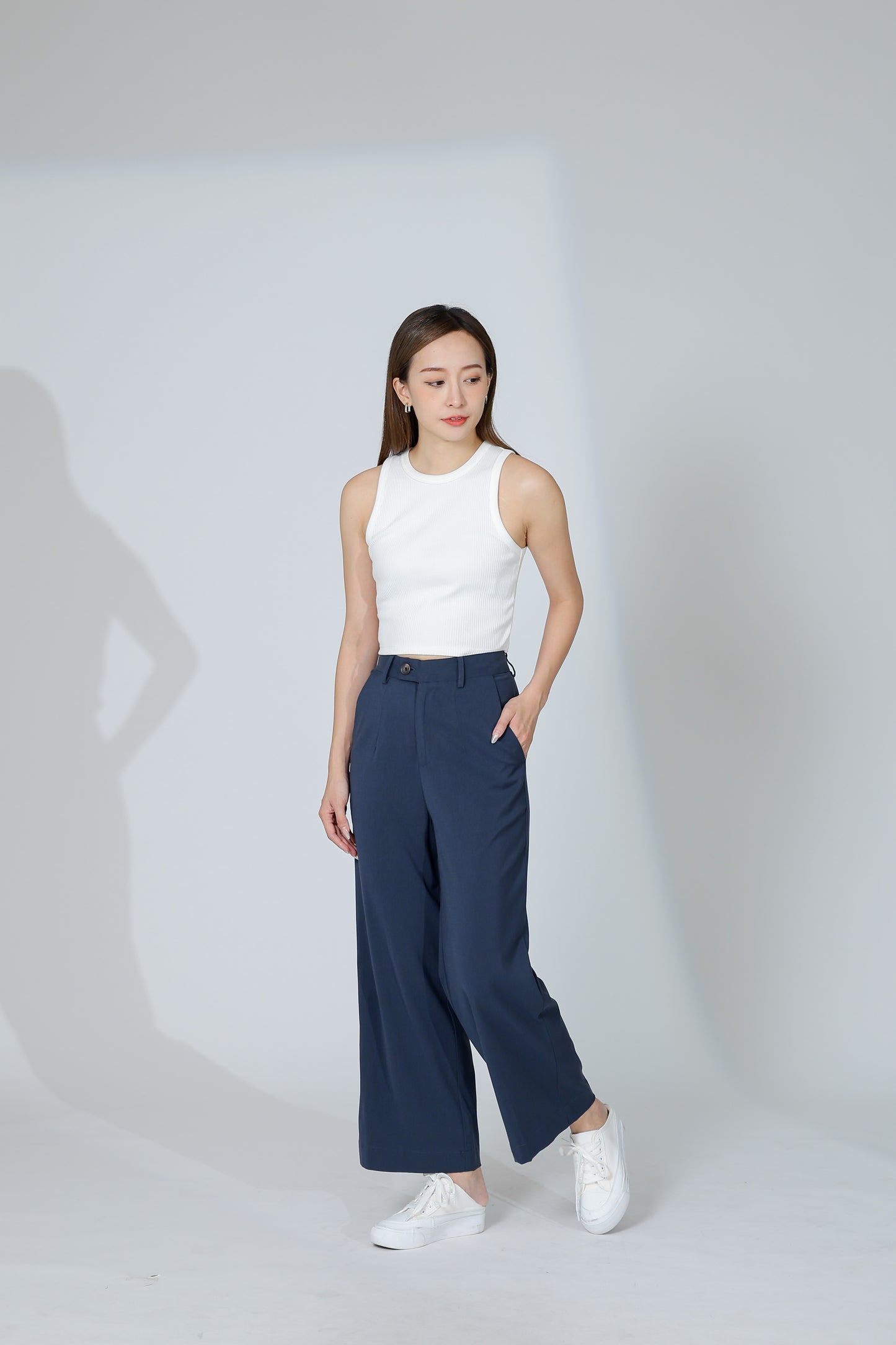 Audra Extended Waistband Pant - Steel Navy