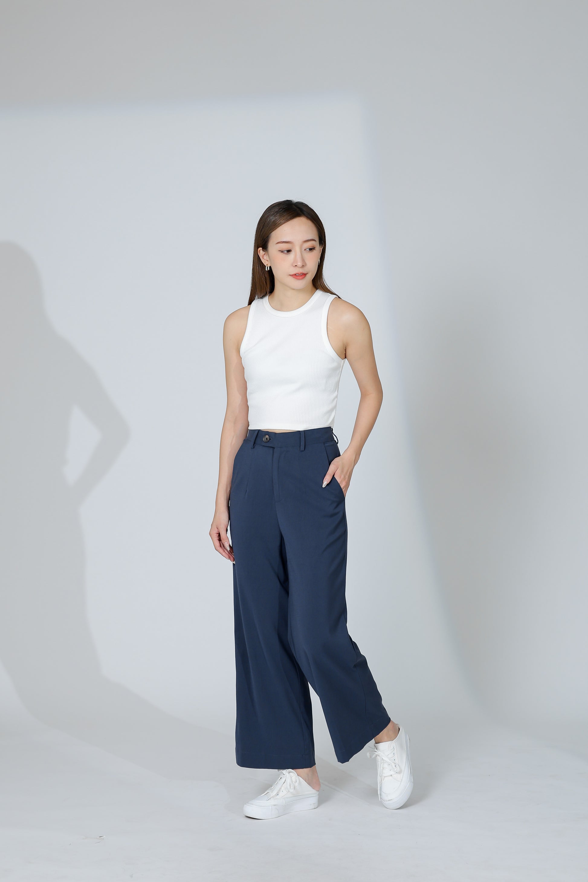 Audra Extended Waistband Pant - Steel Navy