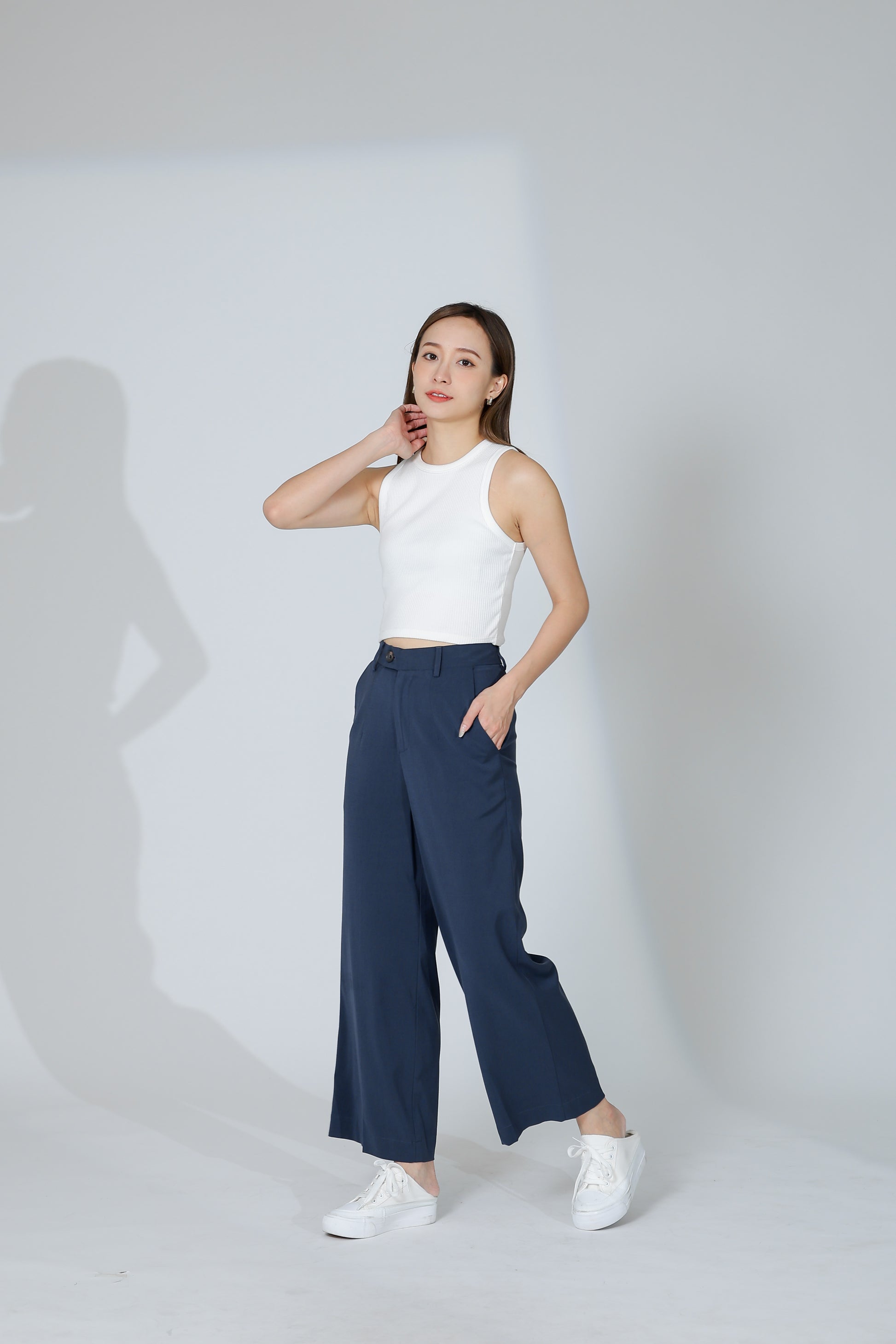 Audra Extended Waistband Pant - Steel Navy