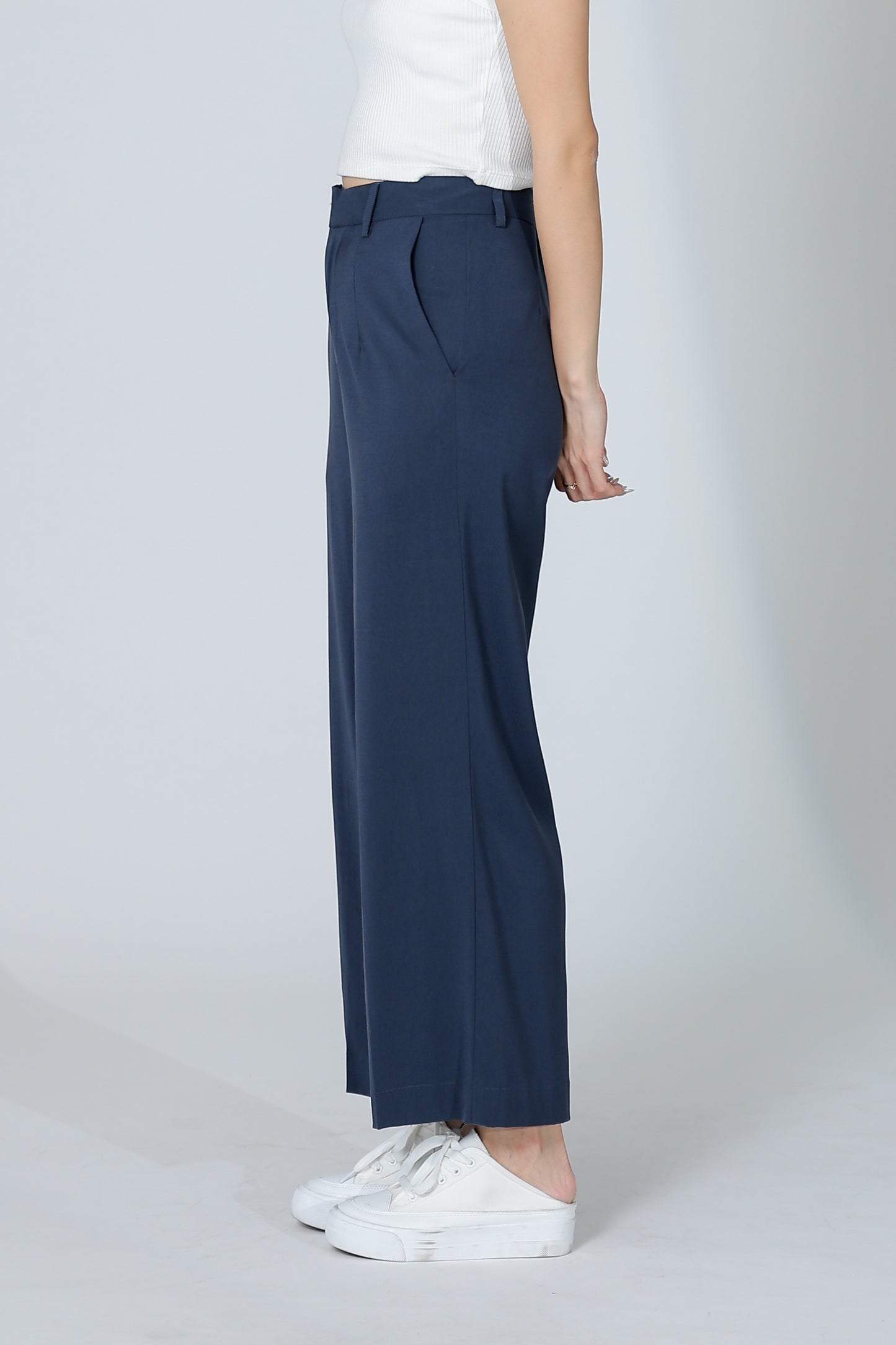 Audra Extended Waistband Pant - Steel Navy