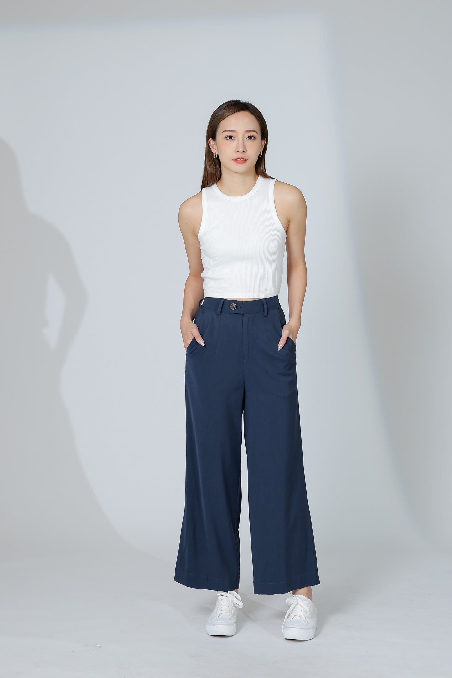 Audra Extended Waistband Pant - Steel Navy